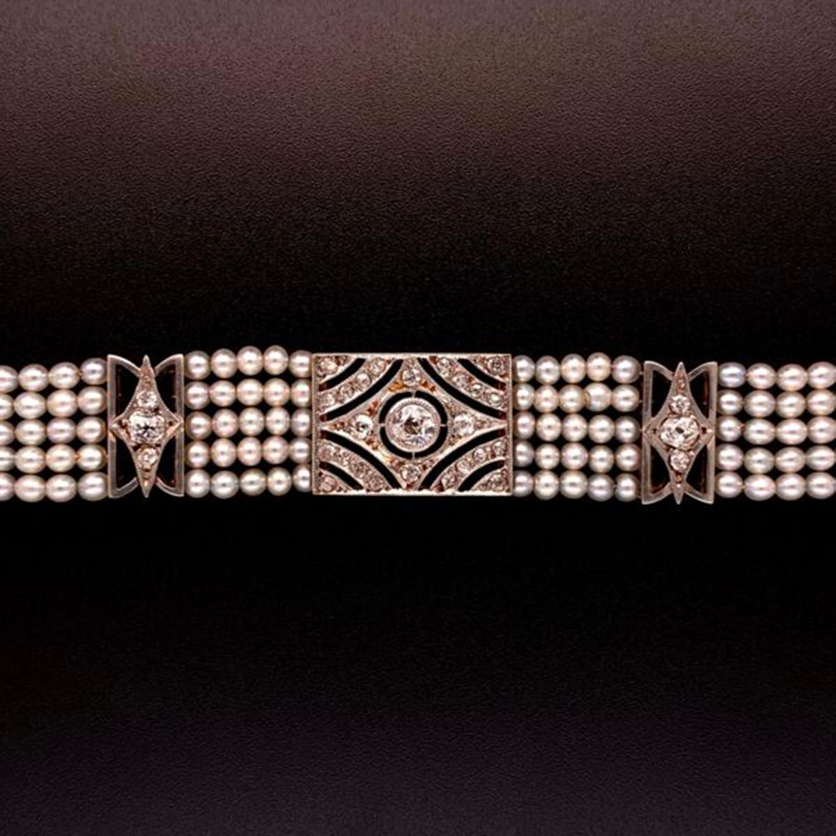 Stunning Diamond and Pearl Edwardian Platinum Bracelet Estate Fine Jewelry 4
