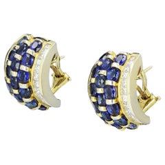Stunning Diamond and Sapphire Estate Earrings