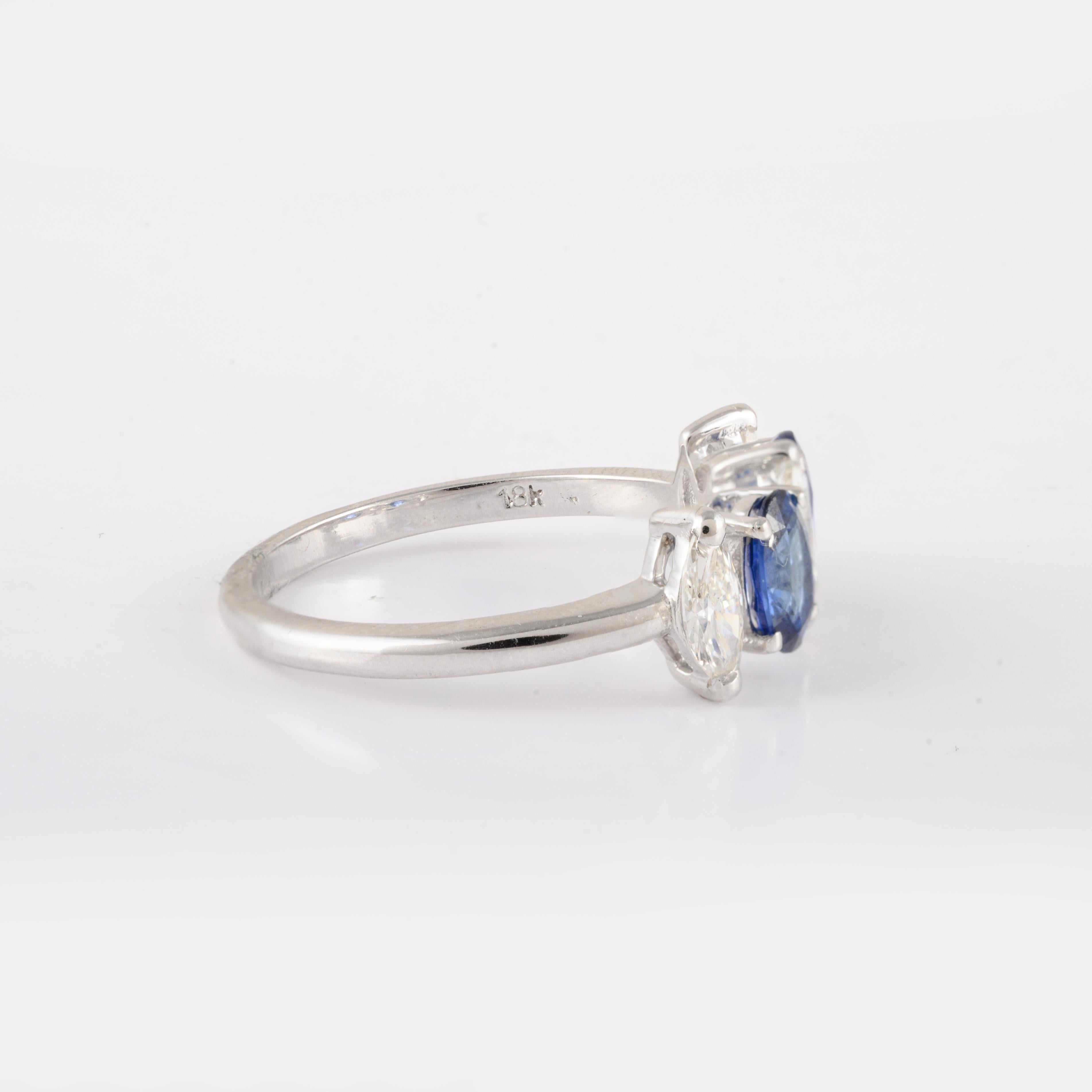 For Sale:  Stunning Diamond Blue Sapphire Engagement Ring For Her in Solid 18kt White Gold 4