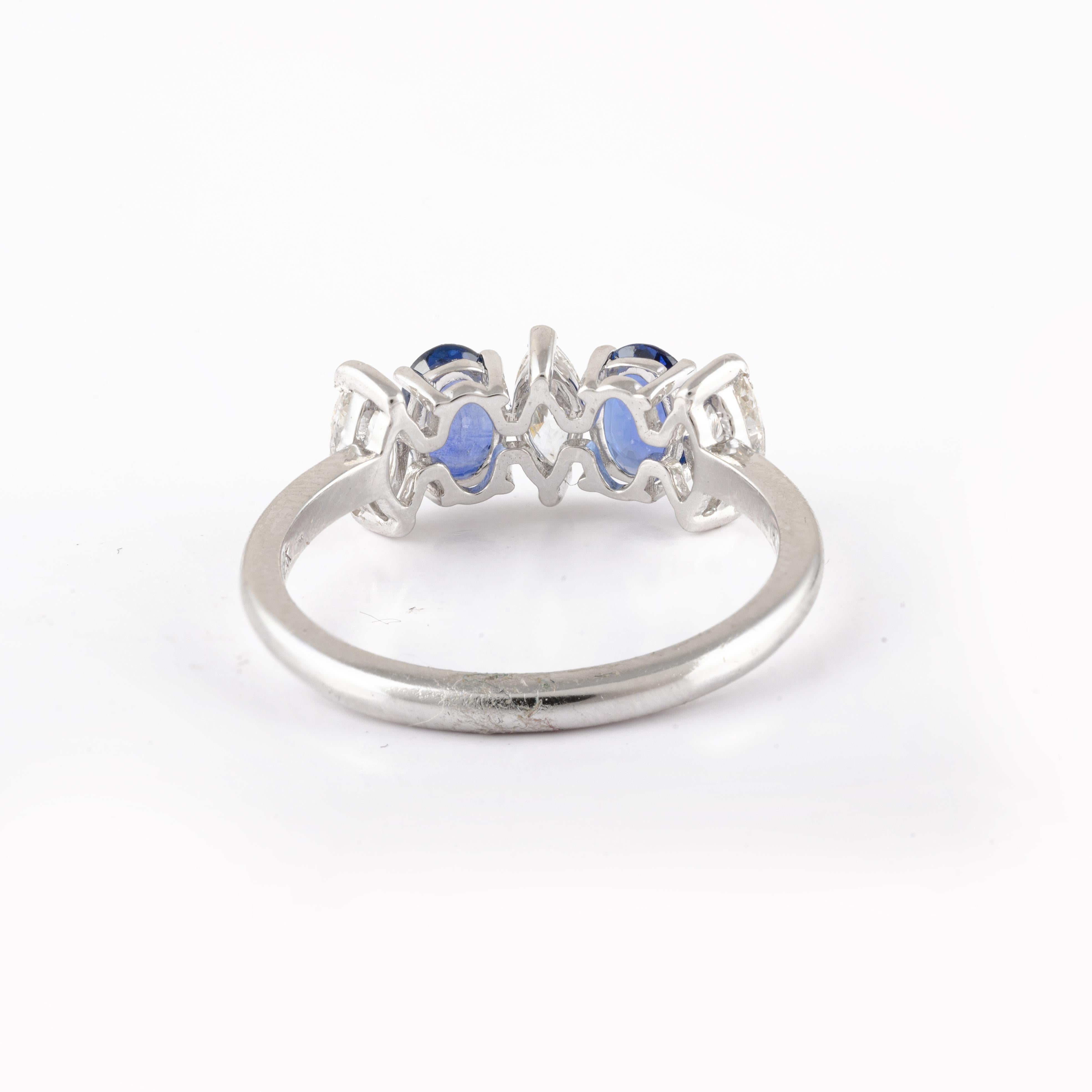 For Sale:  Stunning Diamond Blue Sapphire Engagement Ring For Her in Solid 18kt White Gold 6