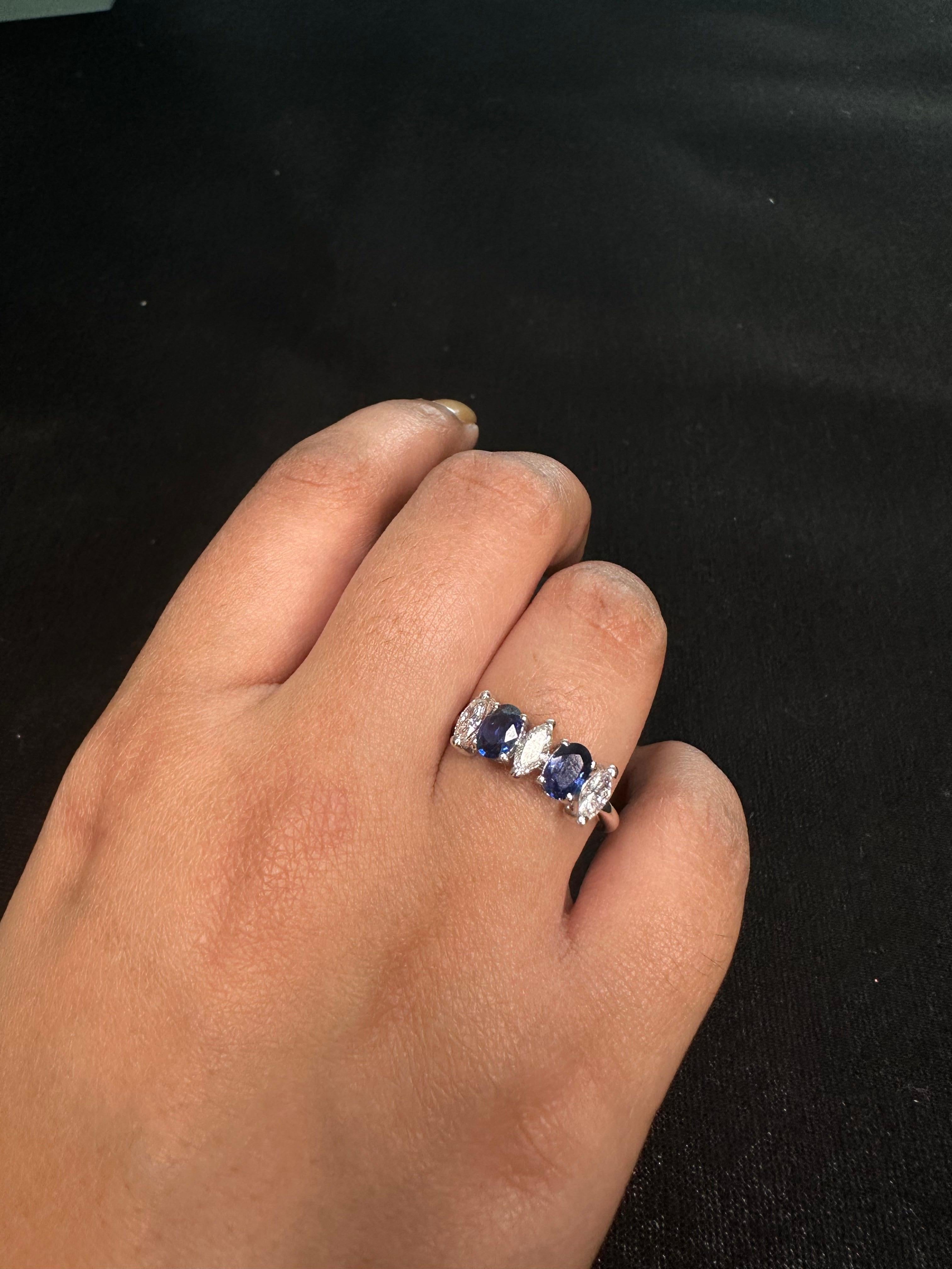 For Sale:  Stunning Diamond Blue Sapphire Engagement Ring For Her in Solid 18kt White Gold 5