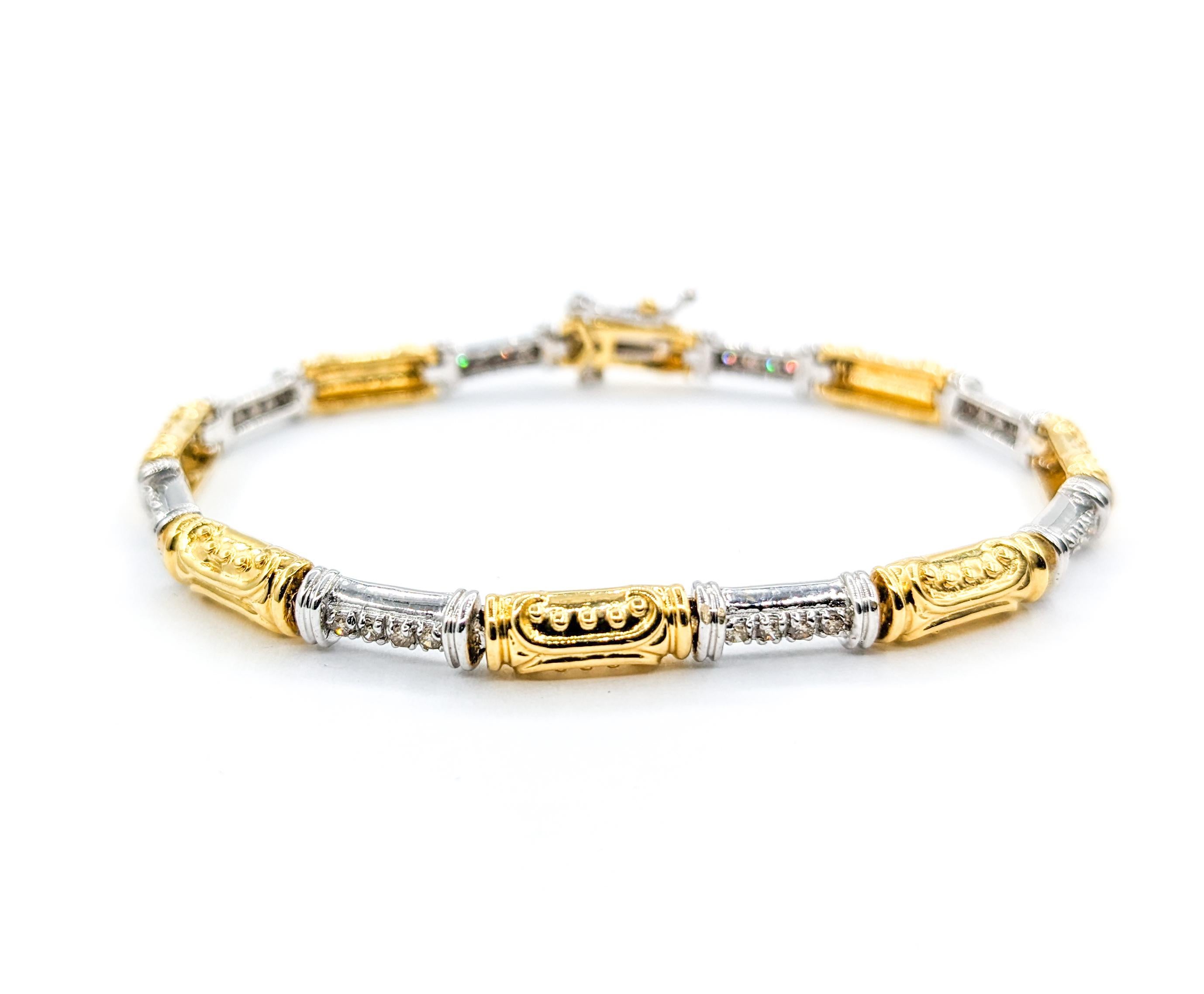 Stunning Diamond Bracelet In Two-Tone Gold For Sale 4