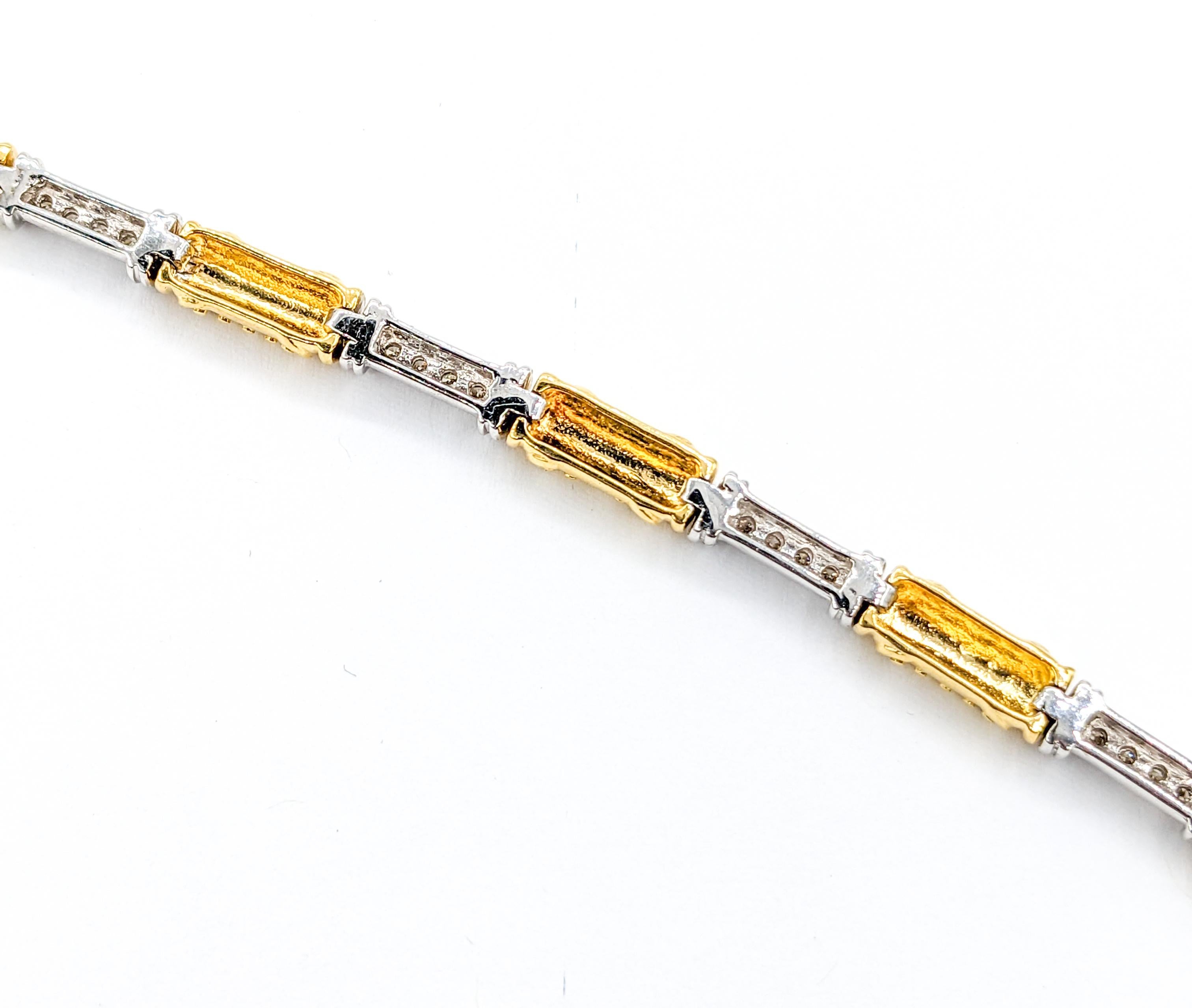 Contemporary Stunning Diamond Bracelet In Two-Tone Gold For Sale