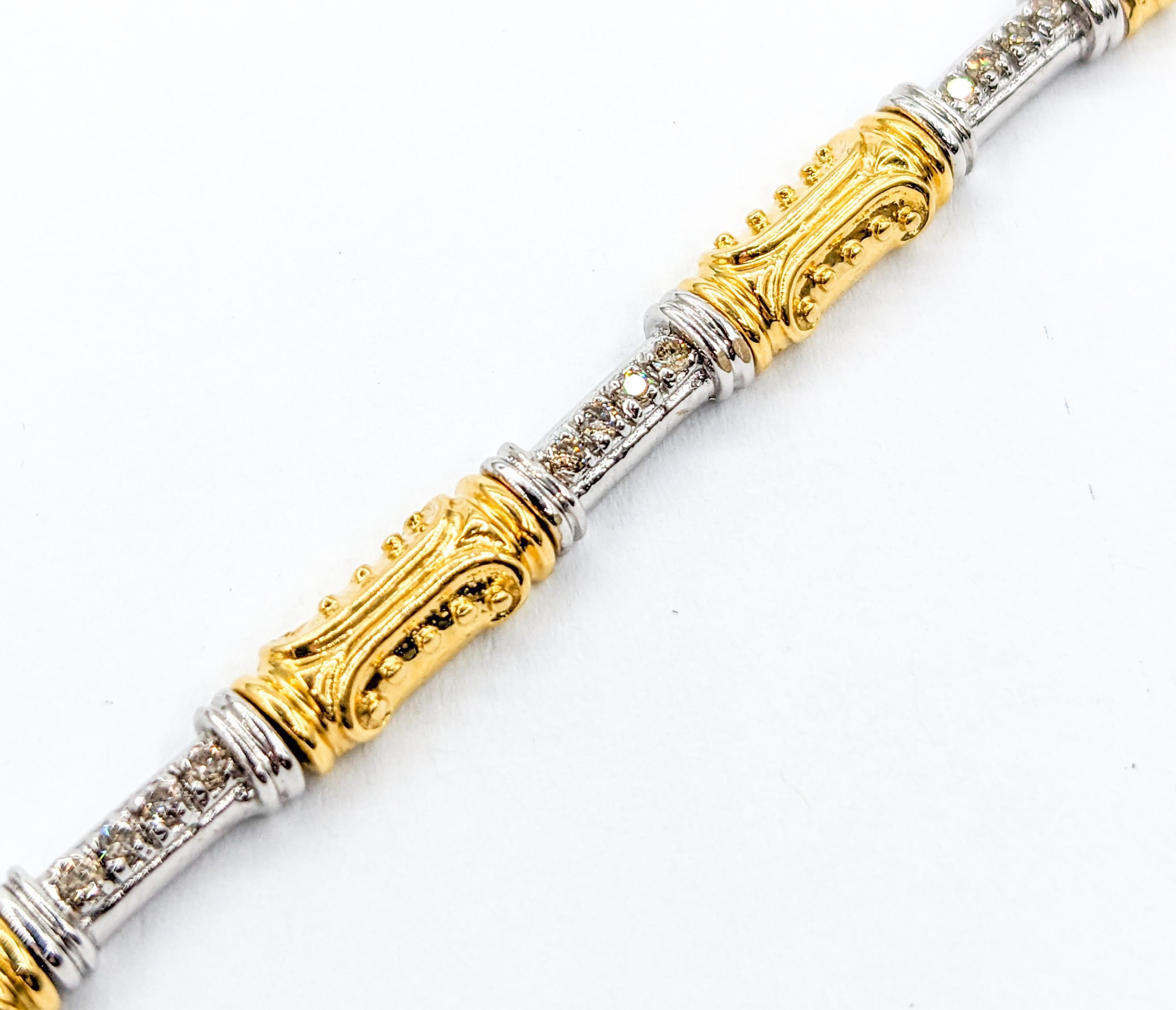 Round Cut Stunning Diamond Bracelet In Two-Tone Gold For Sale