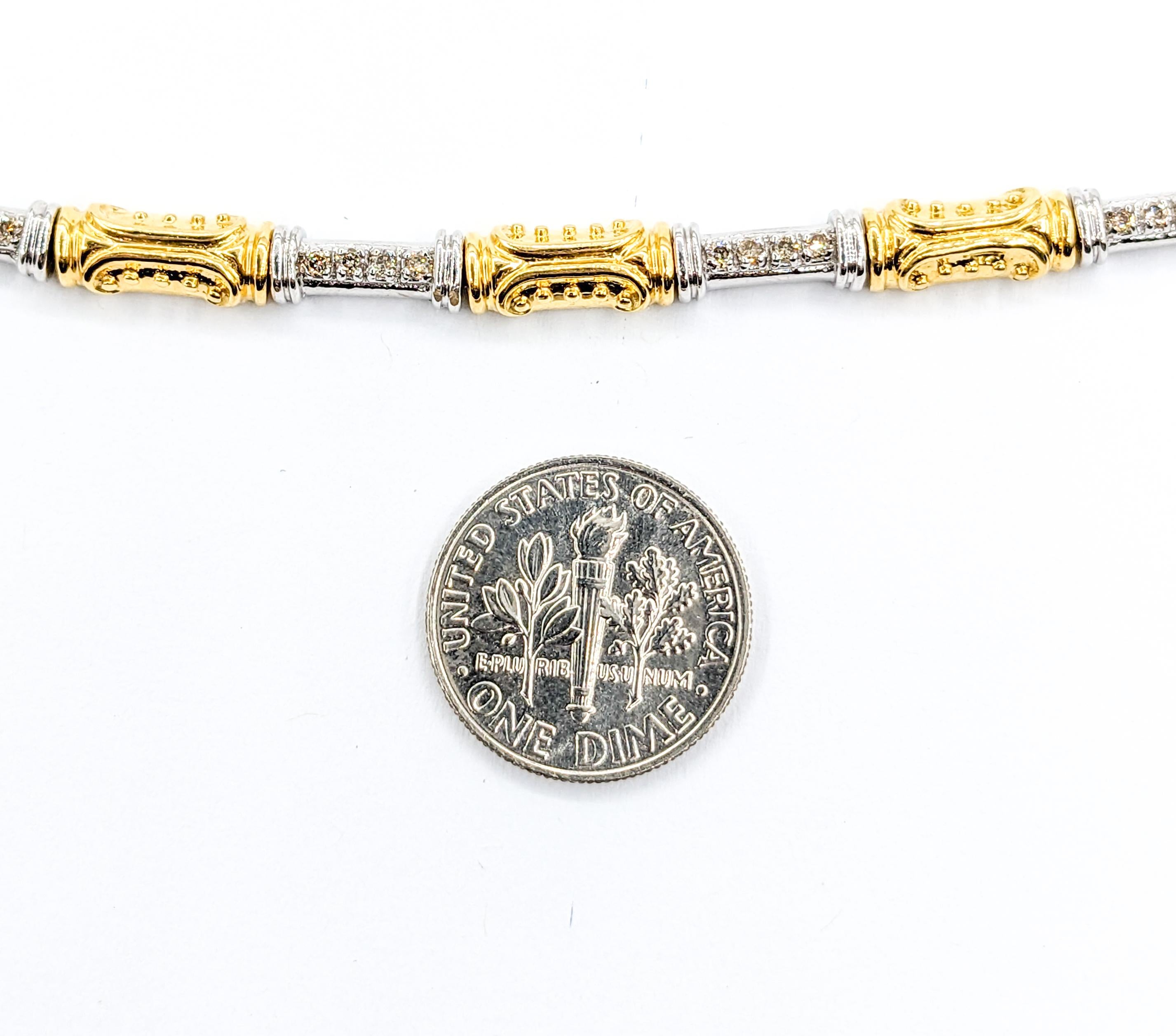 Atemberaubendes Diamantarmband aus zweifarbigem Gold im Zustand „Hervorragend“ in Bloomington, MN