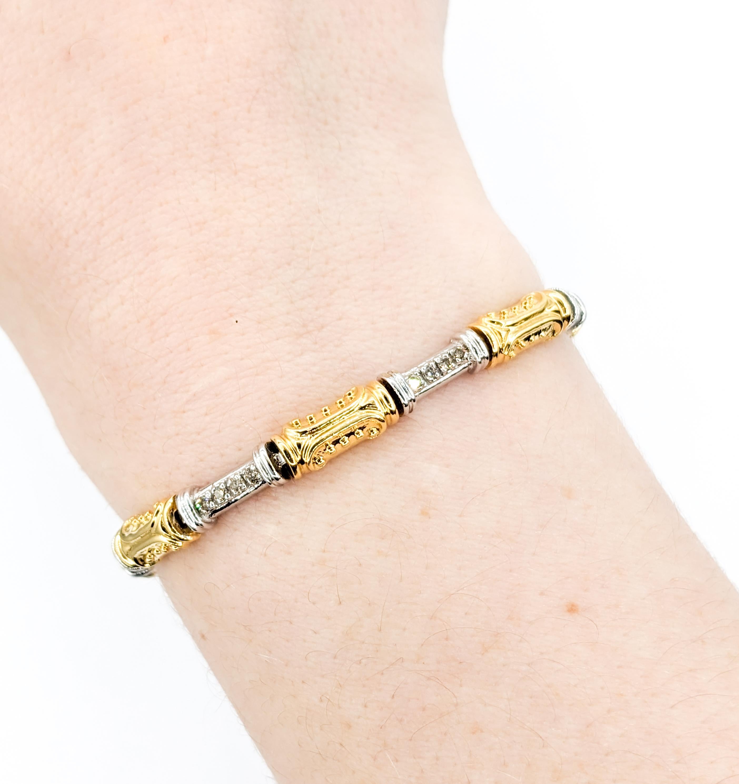 Women's Stunning Diamond Bracelet In Two-Tone Gold For Sale