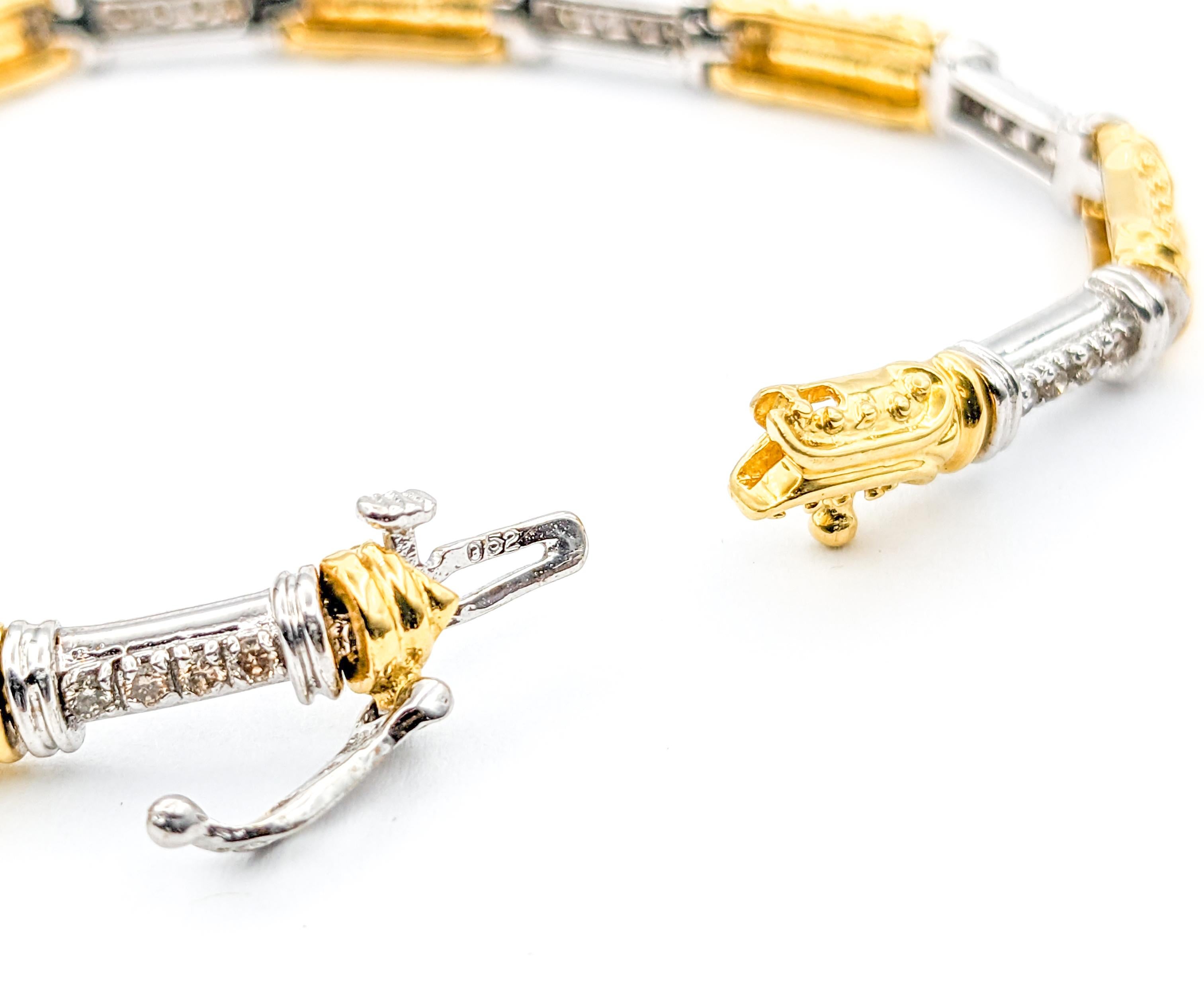 Stunning Diamond Bracelet In Two-Tone Gold For Sale 1