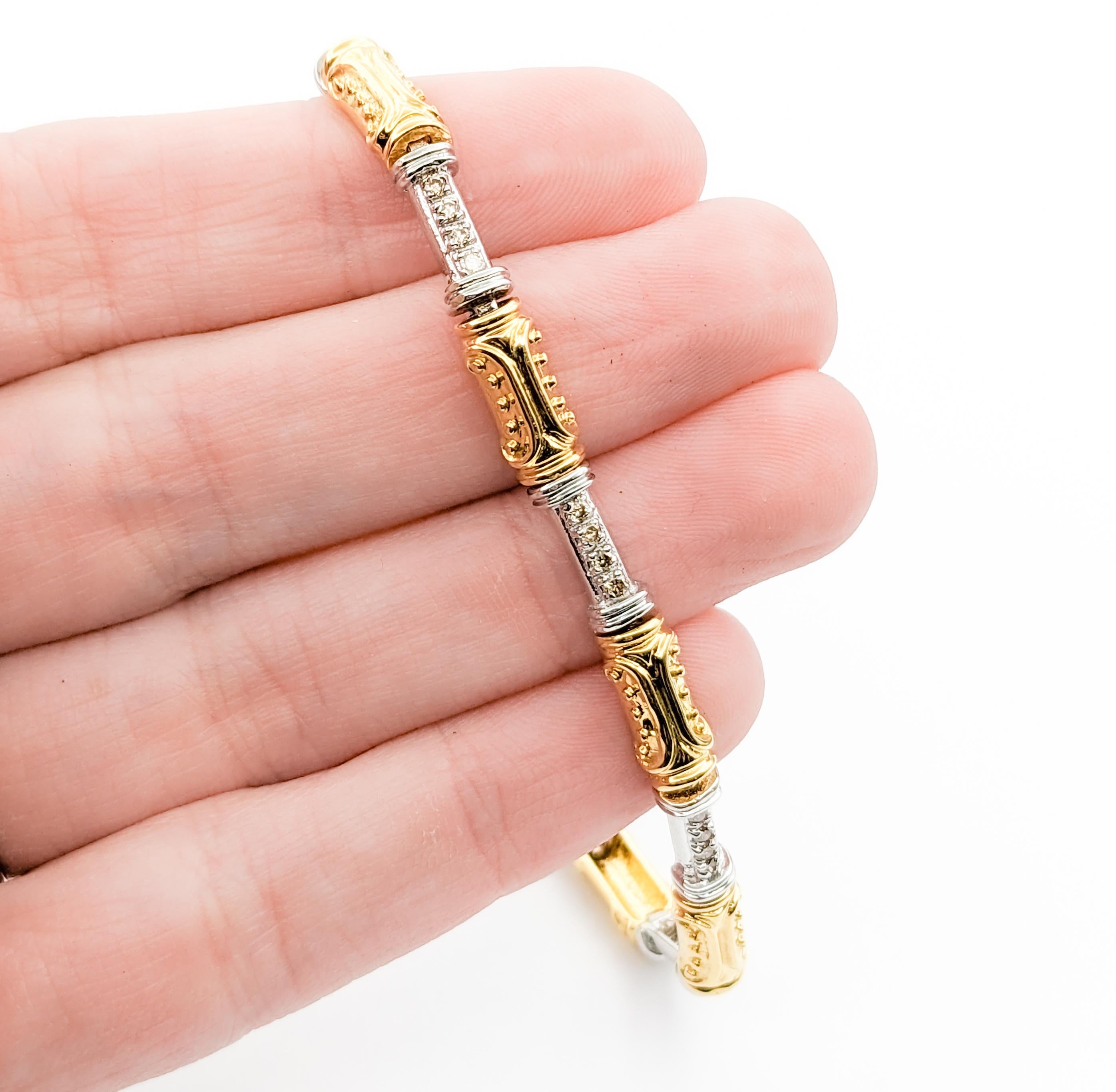Stunning Diamond Bracelet In Two-Tone Gold For Sale 2