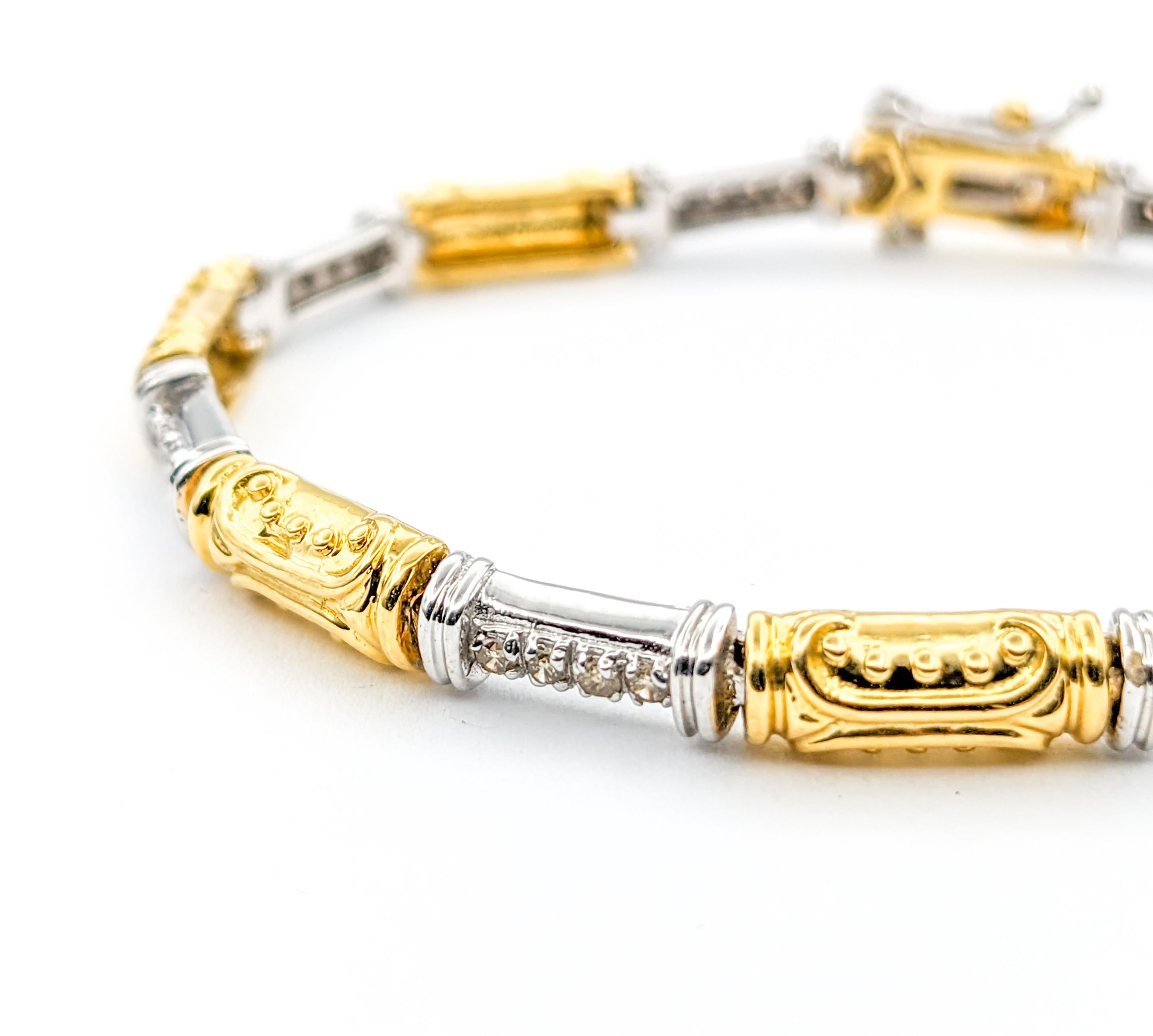 Stunning Diamond Bracelet In Two-Tone Gold For Sale 3