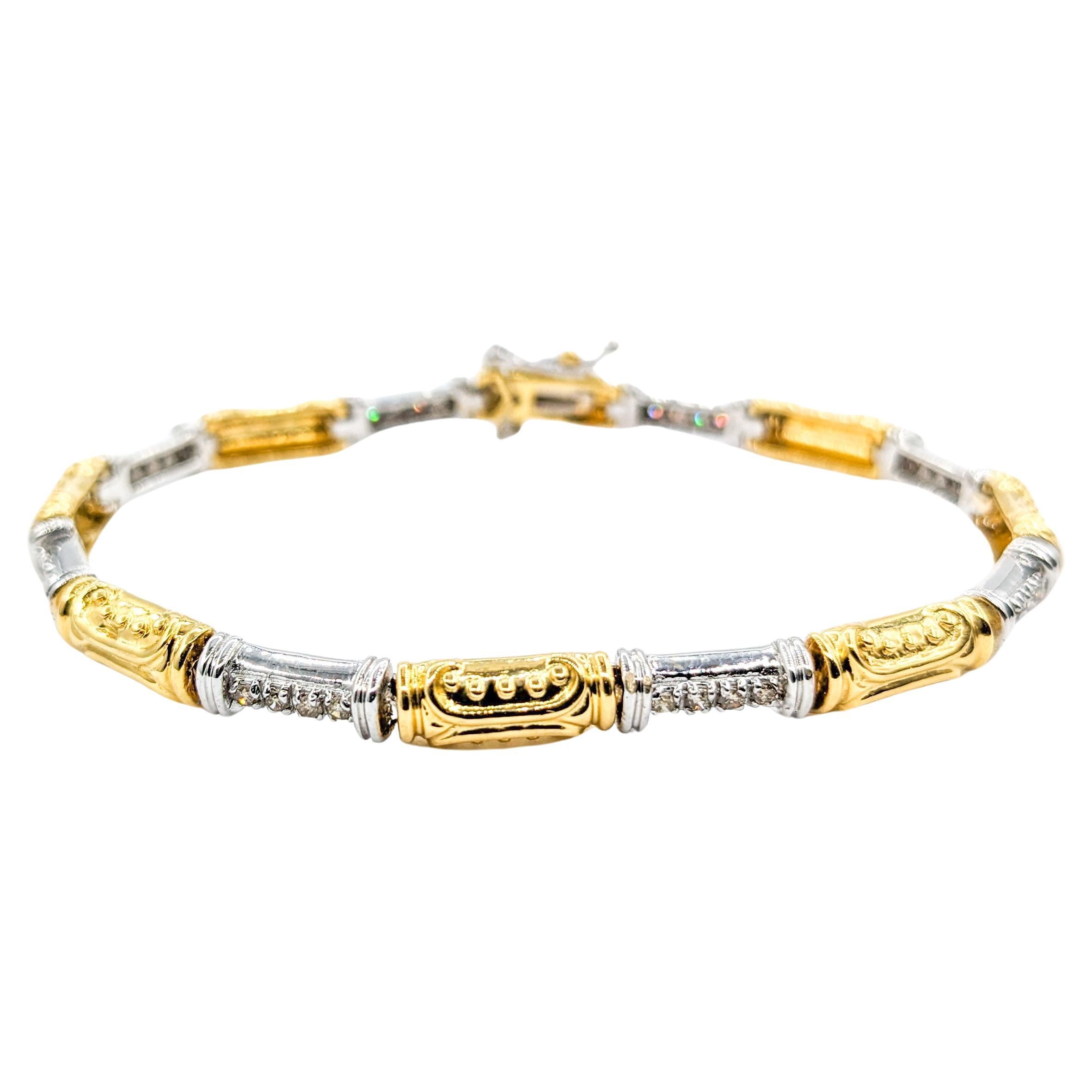 Stunning Diamond Bracelet In Two-Tone Gold For Sale