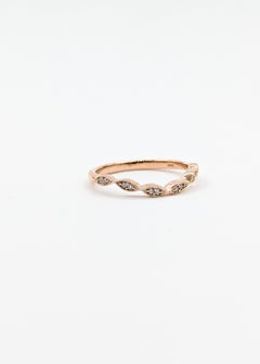 Splendido anello nuziale con diamante in oro rosa 14k