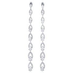 Stunning Diamond Chandelier Earrings 3.88 Carats 18K White Gold