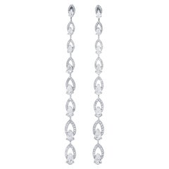 Stunning Diamond Chandelier Earrings 3.88 Carats 18K White Gold