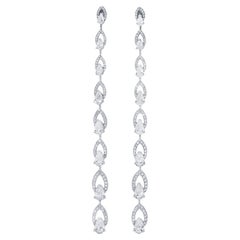 Stunning Diamond Chandelier Earrings 3.88 Carats 18K White Gold