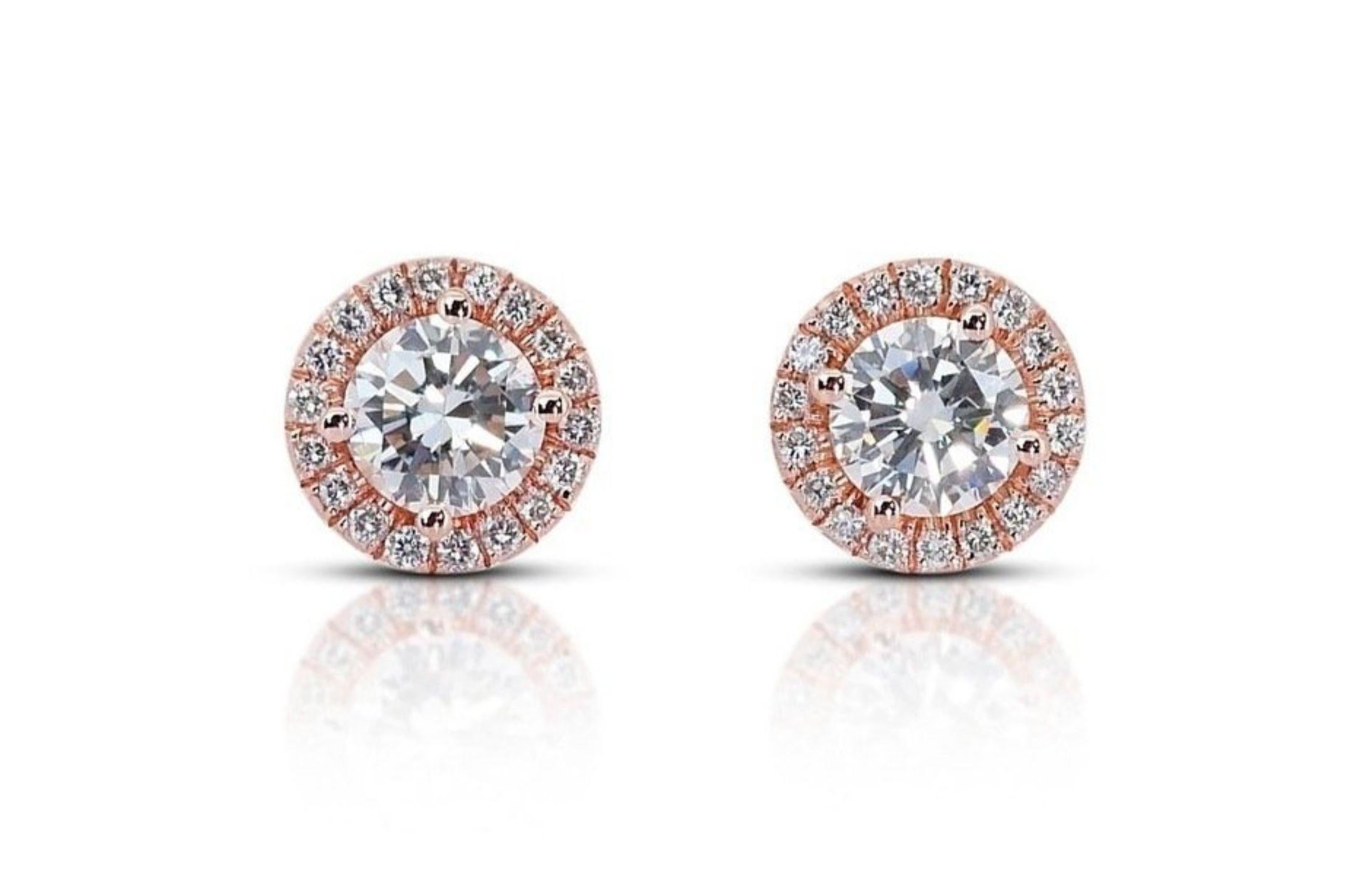 Stunning Diamond Earrings with 1.2 carat Round Brilliant Diamond For Sale 3