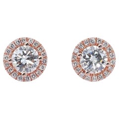 Stunning Diamond Earrings with 1.2 carat Round Brilliant Diamond