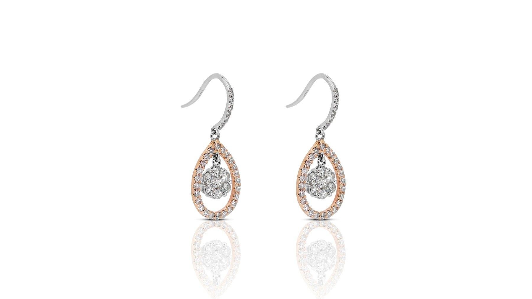 Round Cut Stunning Diamond Earrings with Dazzling 2.35 ct Round Brilliant cut Diamond For Sale