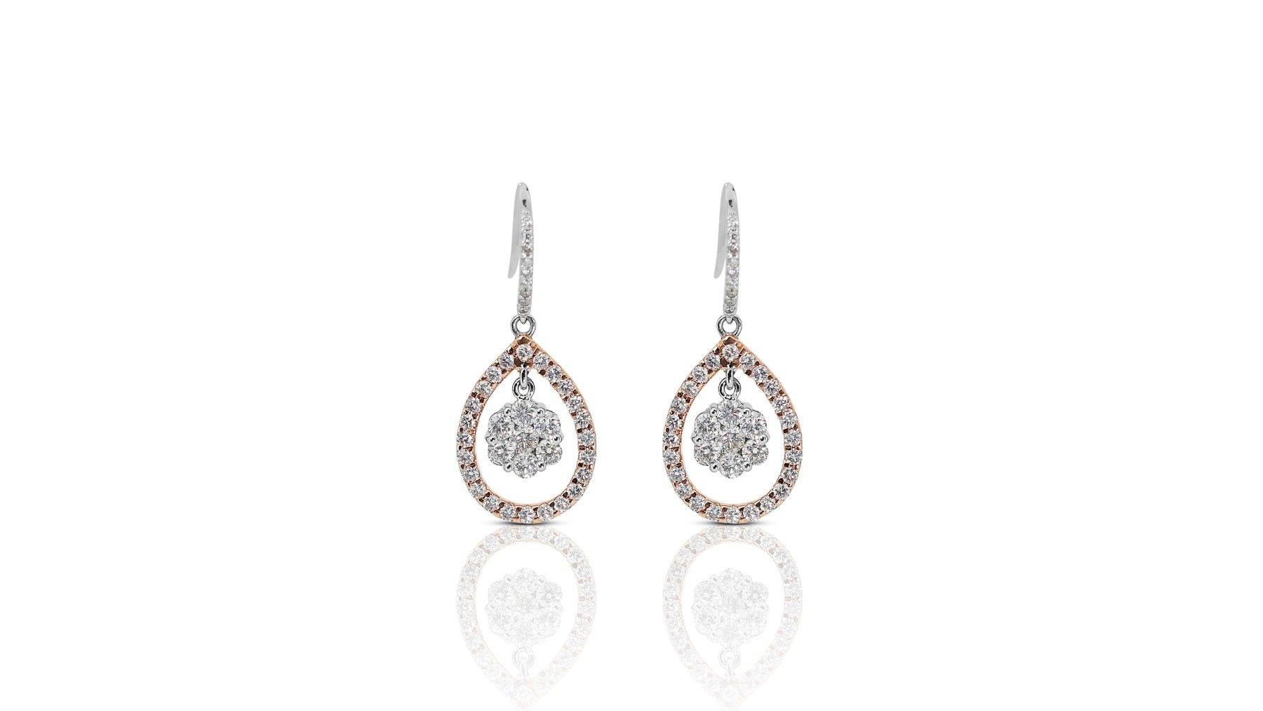 Women's Stunning Diamond Earrings with Dazzling 2.35 ct Round Brilliant cut Diamond For Sale