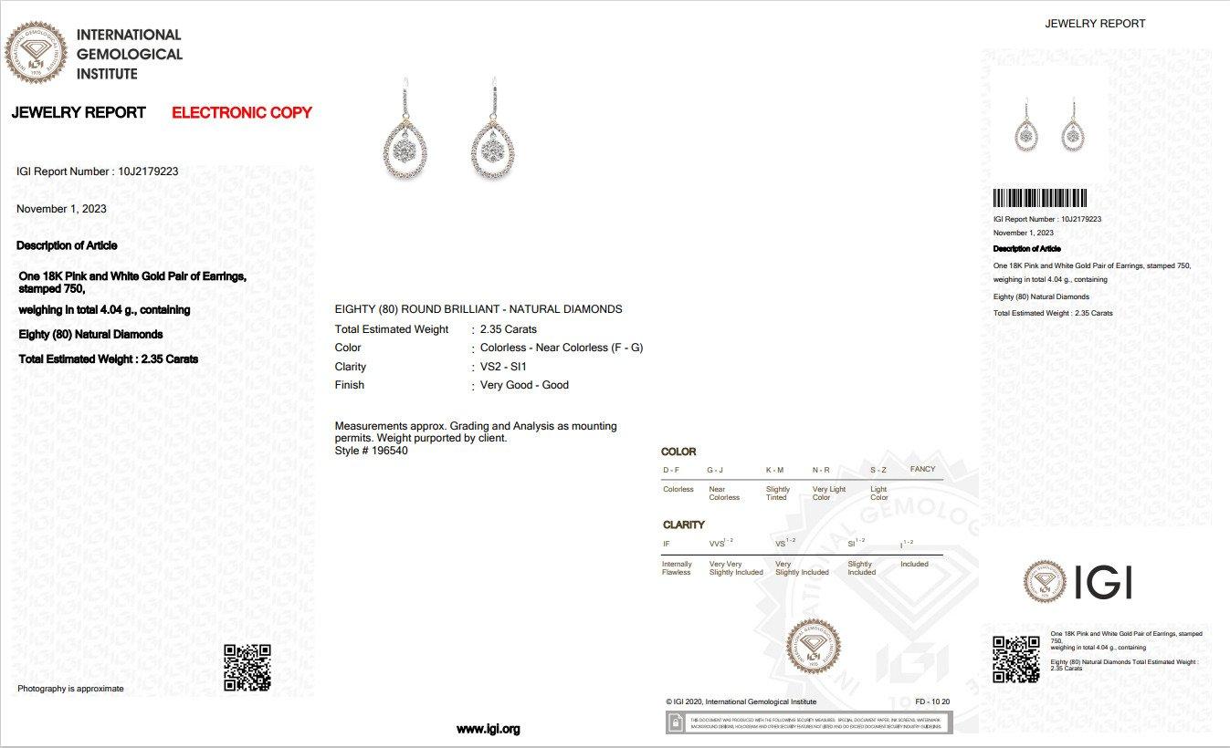 Stunning Diamond Earrings with Dazzling 2.35 ct Round Brilliant cut Diamond For Sale 2