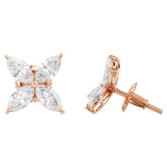 1.6ct Marquise-Cut Diamond Stud Earrings in 18K Rose Gold — VVS E Color