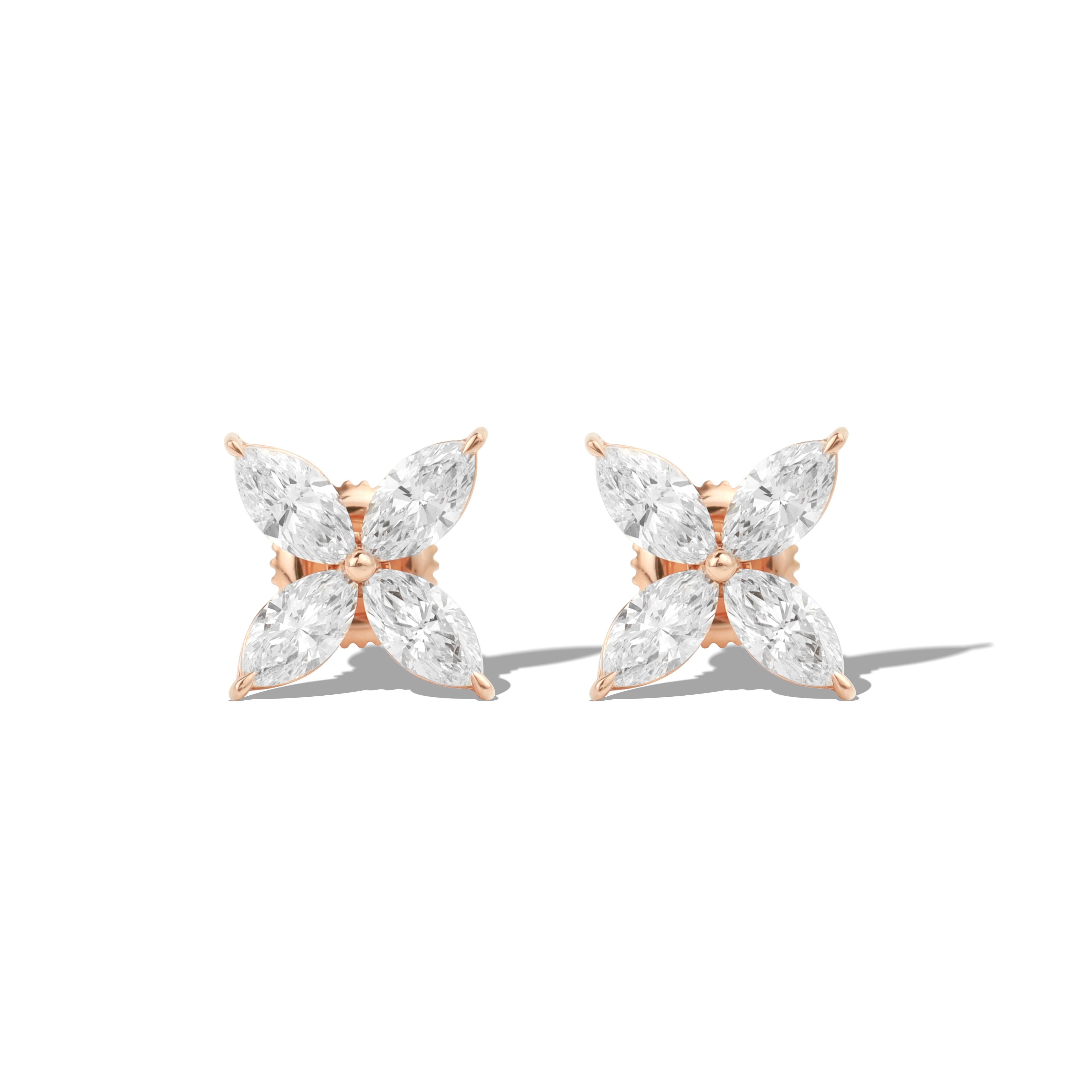 Stunning Diamond Marquise 1.6 Total carat weight Stud Earrings, 18k yellow gold In New Condition For Sale In Jaipur, RJ