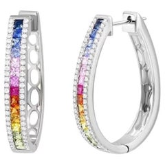 Stunning Diamond Multi Sapphire Ruby 14K White Gold Ring