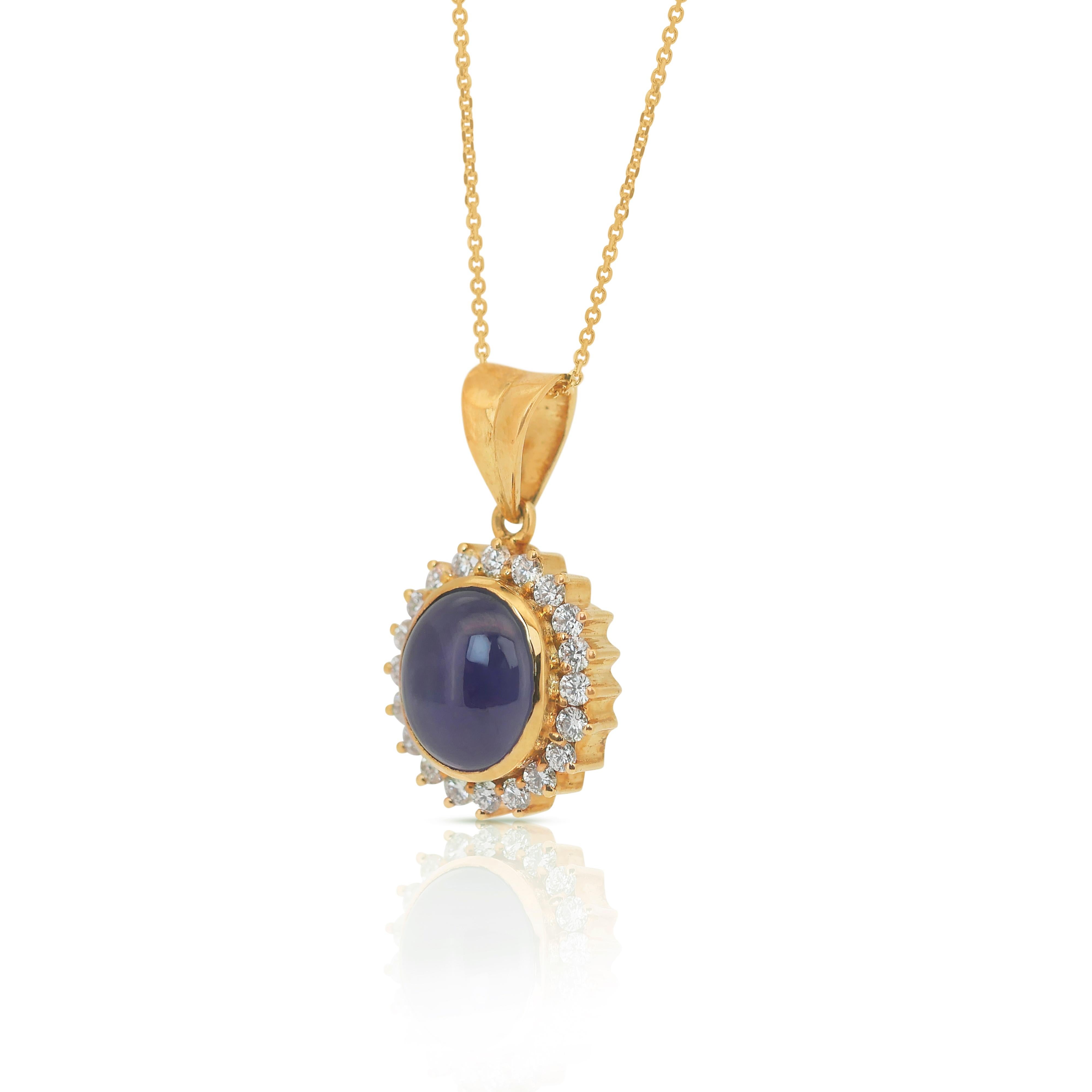 Oval Cut Exquisite 5.72ct Star Sapphire and Diamonds Necklace with Pendant -IGI Certified