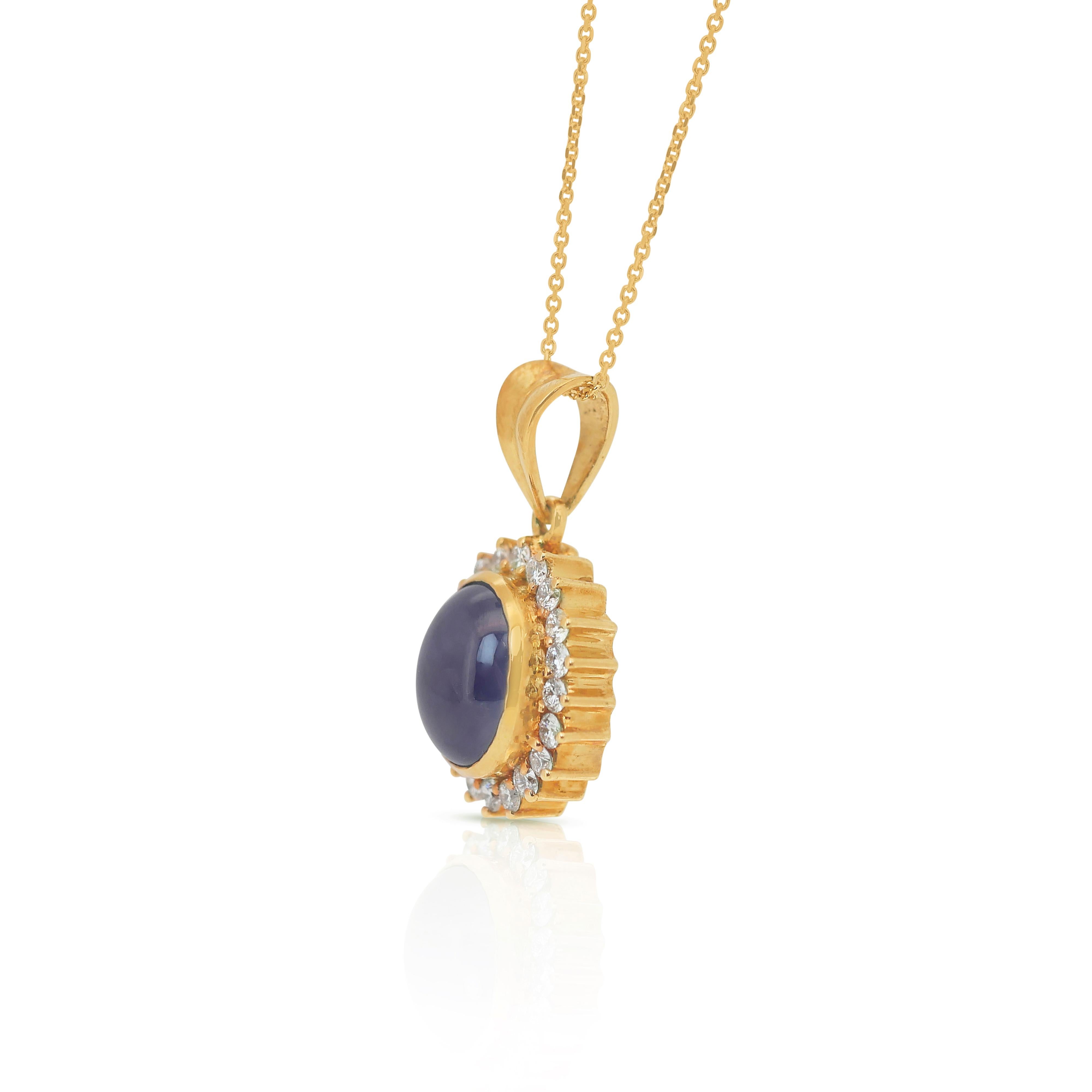 Exquisite 5.72ct Star Sapphire and Diamonds Necklace with Pendant -IGI Certified 1