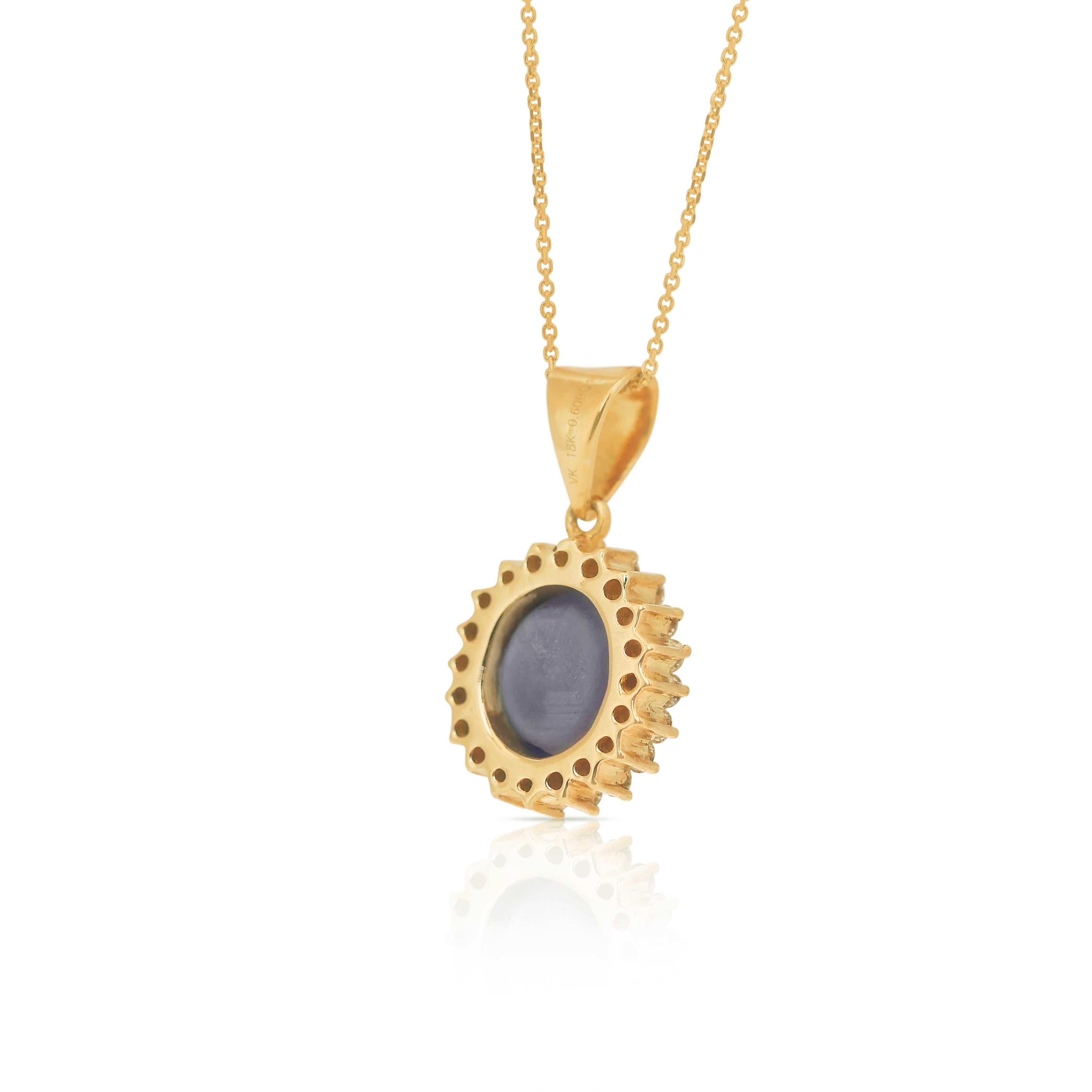 Exquisite 5.72ct Star Sapphire and Diamonds Necklace with Pendant -IGI Certified 3