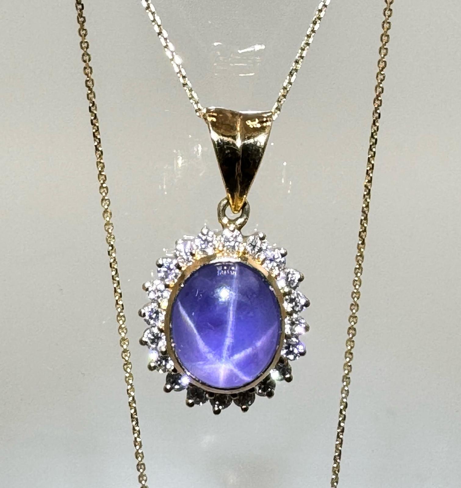 Exquisite 5.72ct Star Sapphire and Diamonds Necklace with Pendant -IGI Certified 4