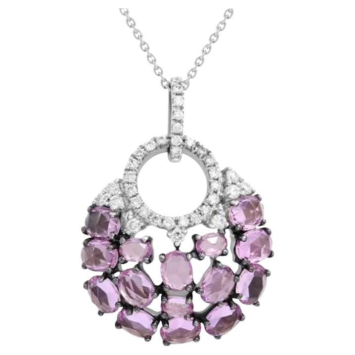 Stunning Diamond Pink Sapphire White Gold 18k Necklace for Her For Sale