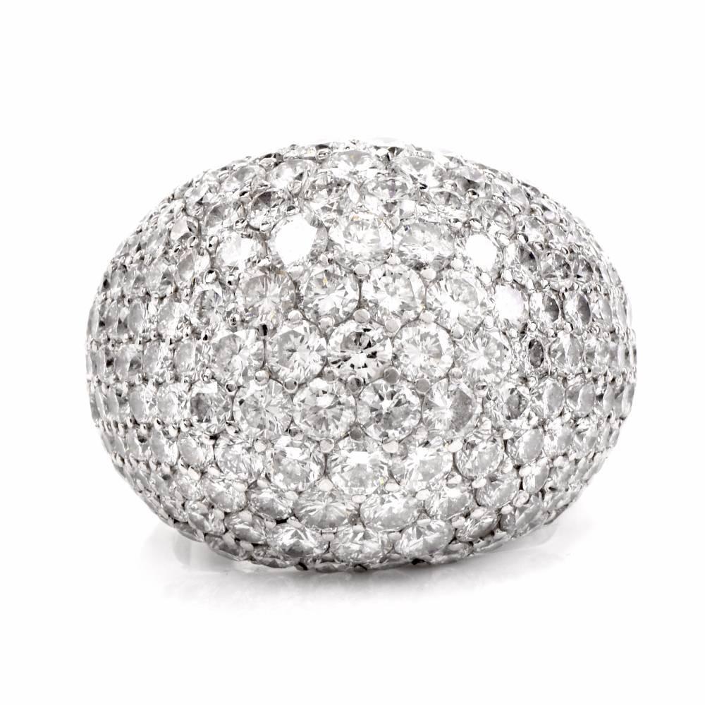 Modern Stunning Diamond Platinum Bombé Dome Cocktail Ring