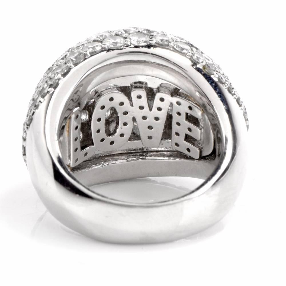 Women's Stunning Diamond Platinum Bombé Dome Cocktail Ring