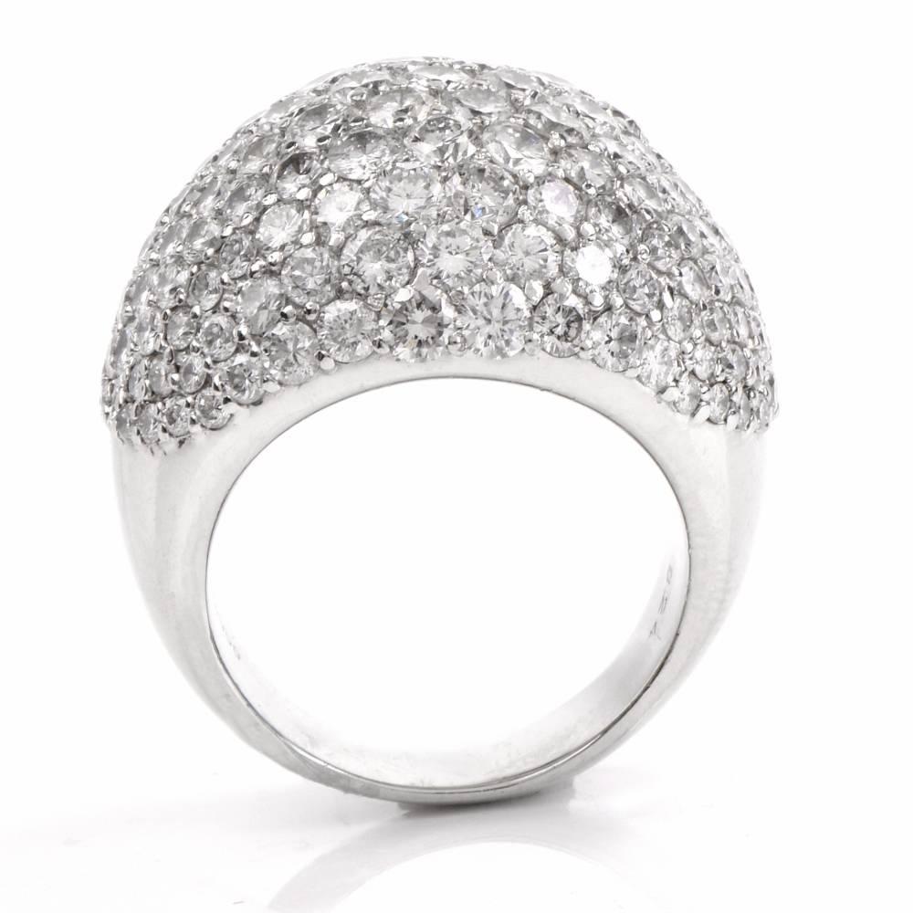 Stunning Diamond Platinum Bombé Dome Cocktail Ring 1