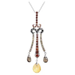 Atemberaubende Diamant Quarz Citrin Weißgold 18k Halskette für Sie