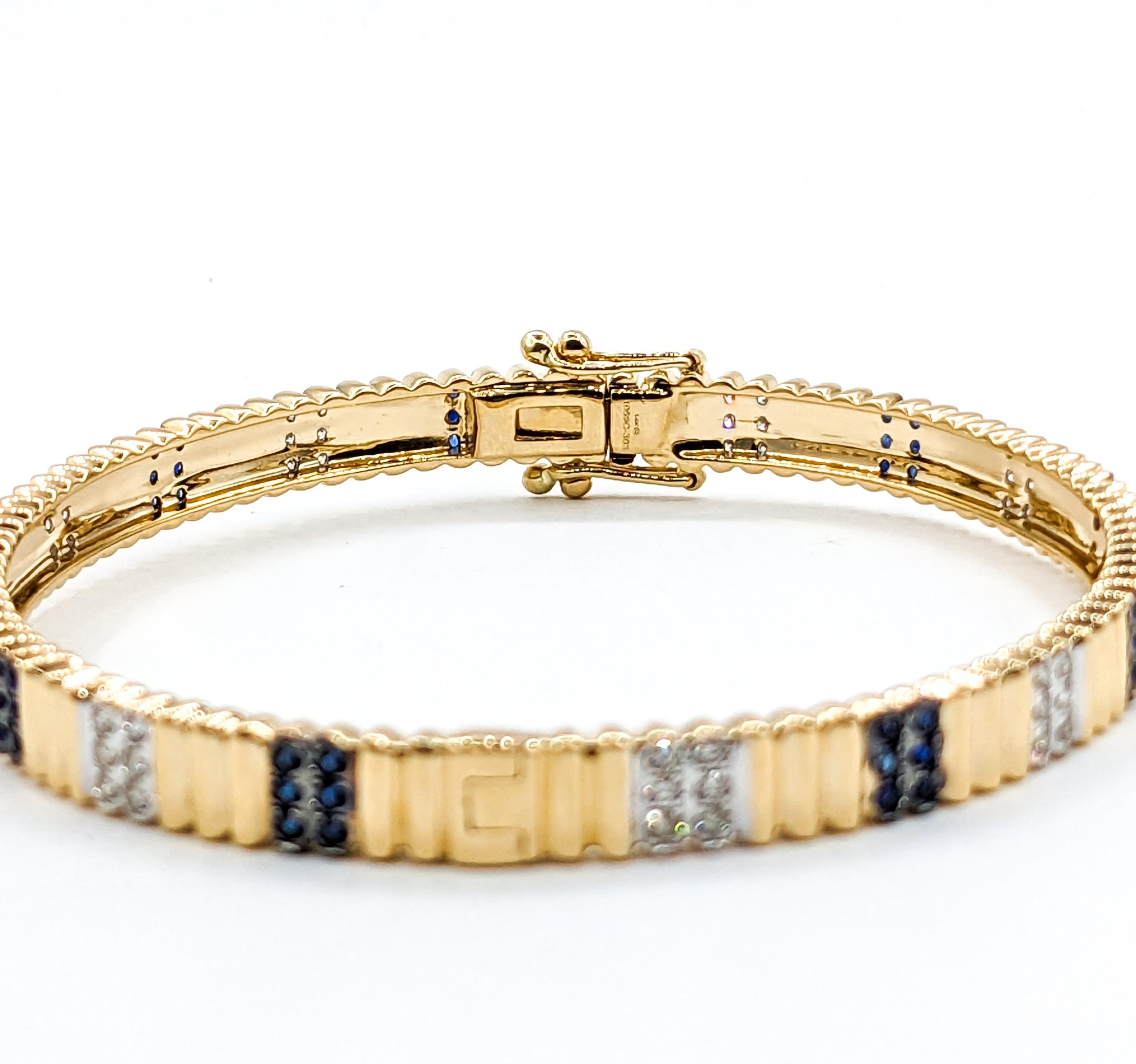 Contemporain Bracelet en or jaune avec diamants et saphirs en vente