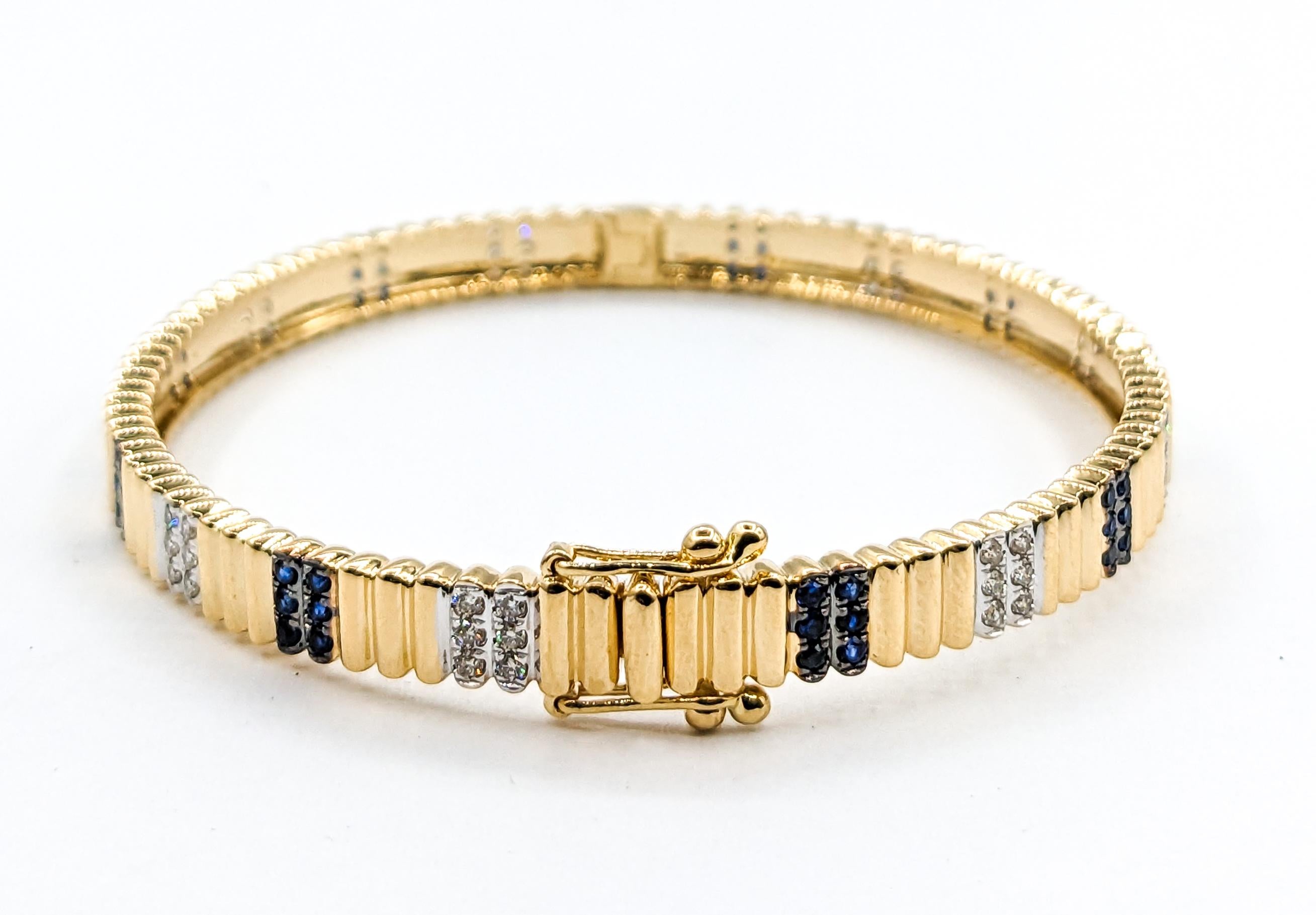 Bracelet en or jaune avec diamants et saphirs Neuf - En vente à Bloomington, MN