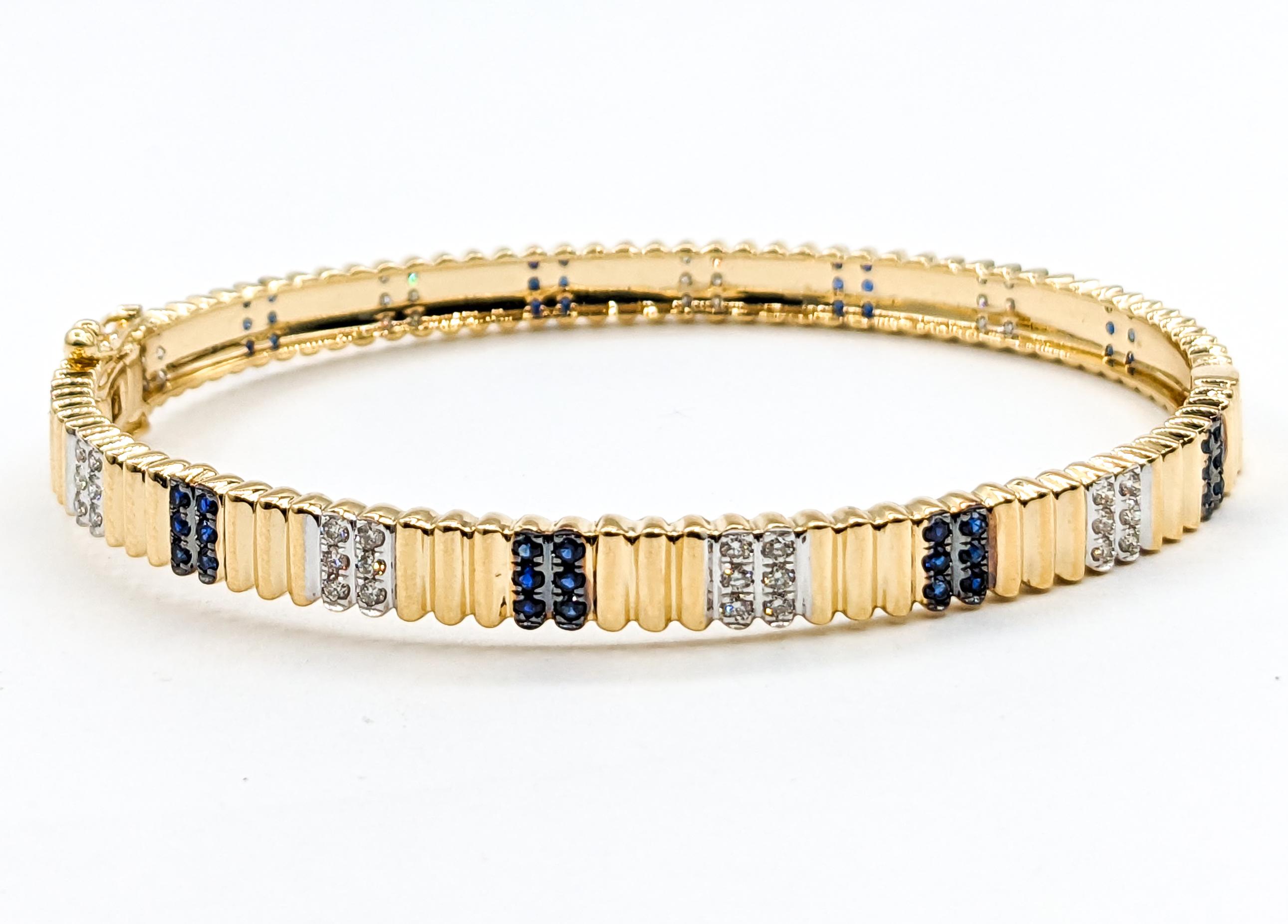Bracelet en or jaune avec diamants et saphirs Pour femmes en vente