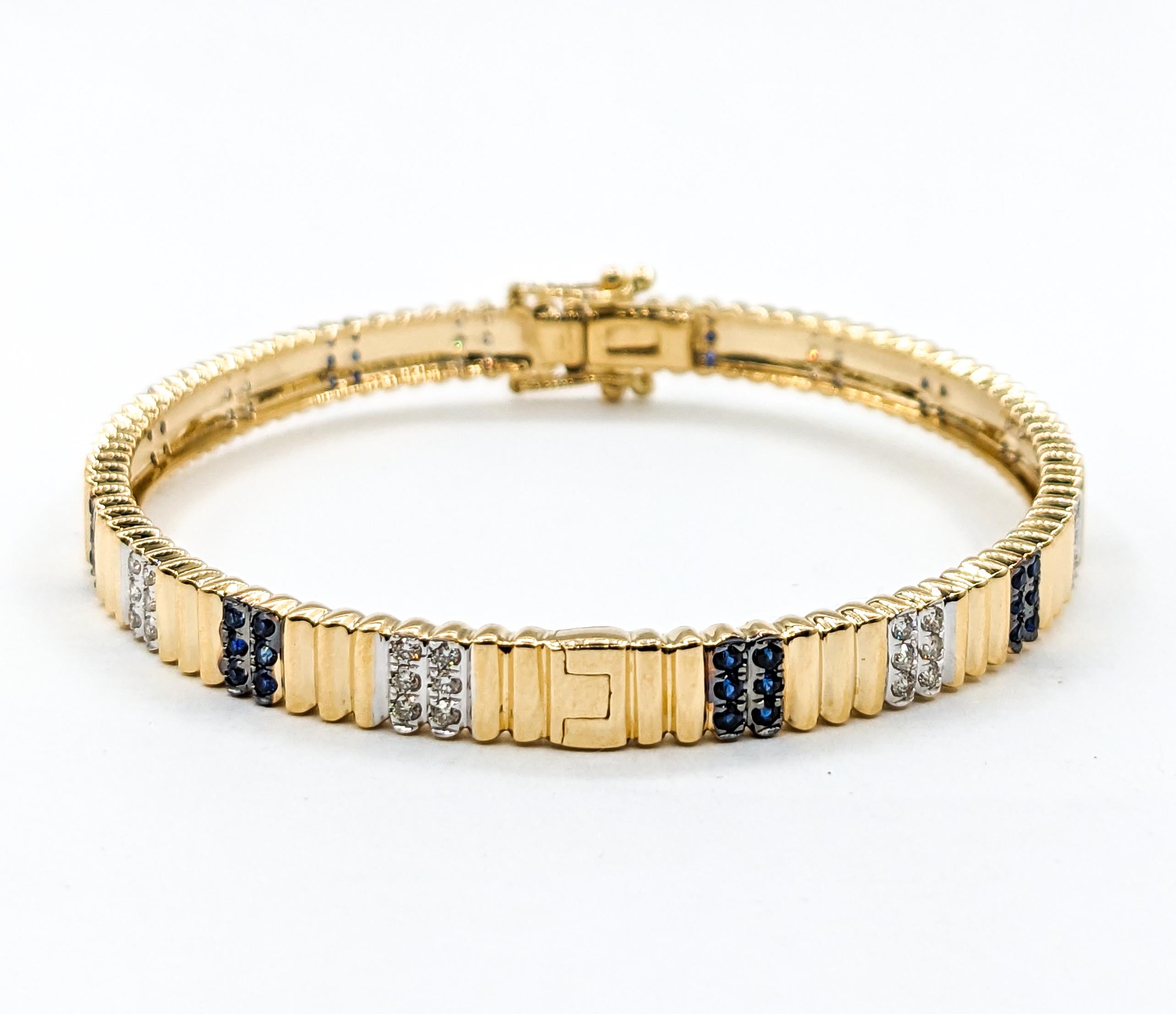 Bracelet en or jaune avec diamants et saphirs en vente 1