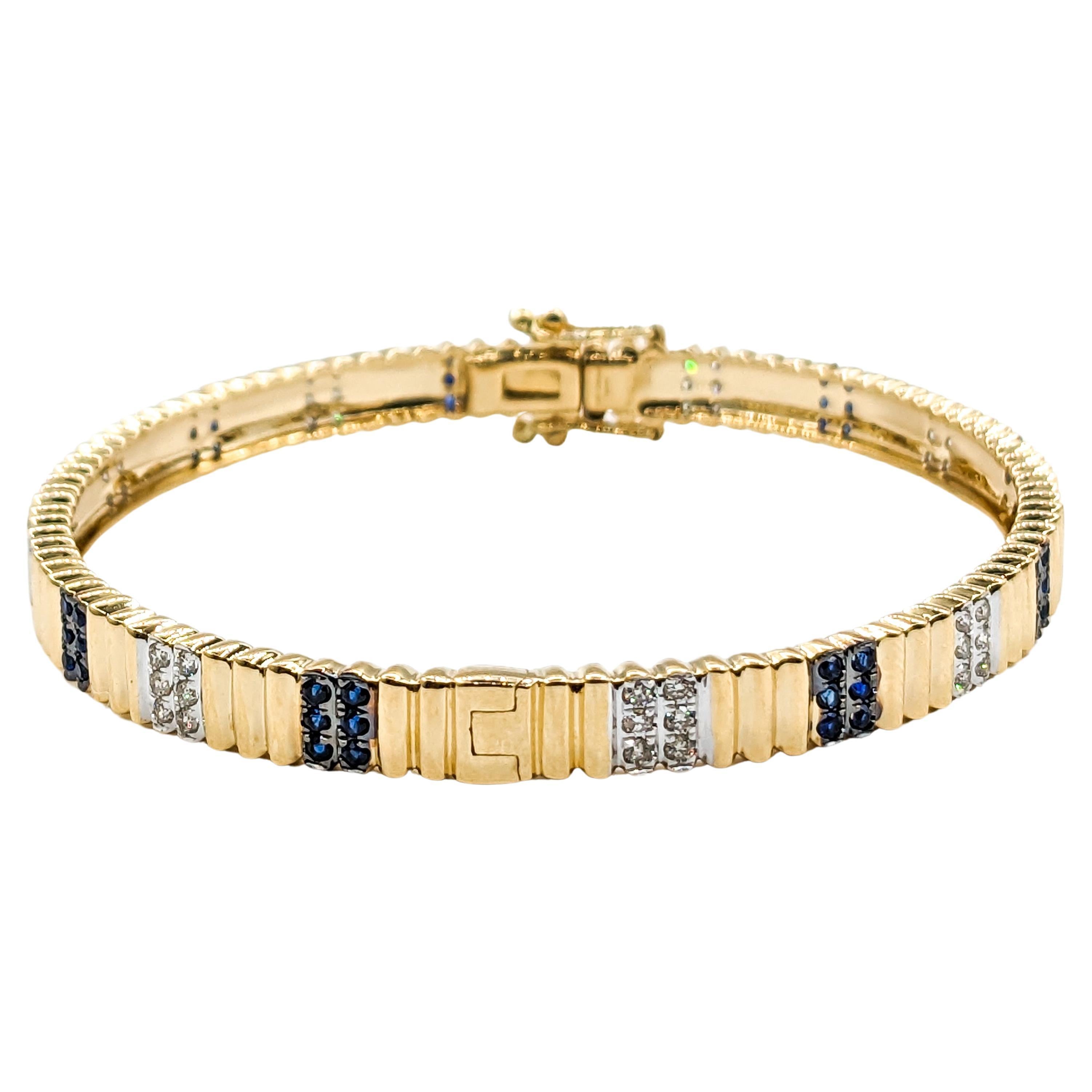 Bracelet en or jaune avec diamants et saphirs en vente