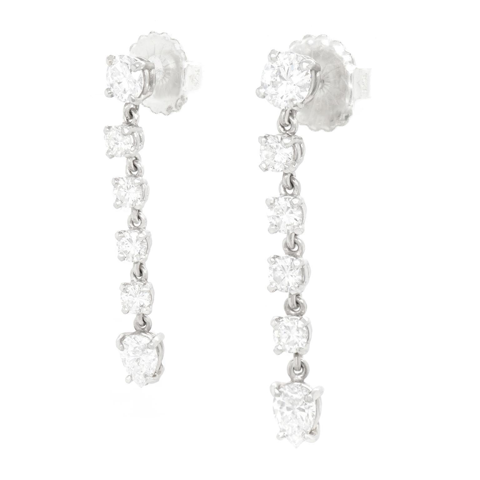 Brilliant Cut Stunning Diamond-Set Platinum Chandelier Earrings