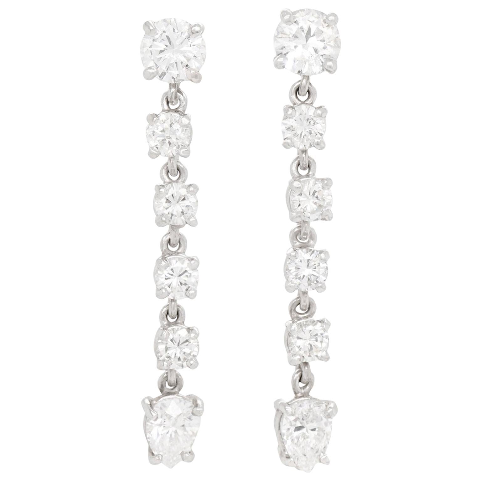 Stunning Diamond-Set Platinum Chandelier Earrings