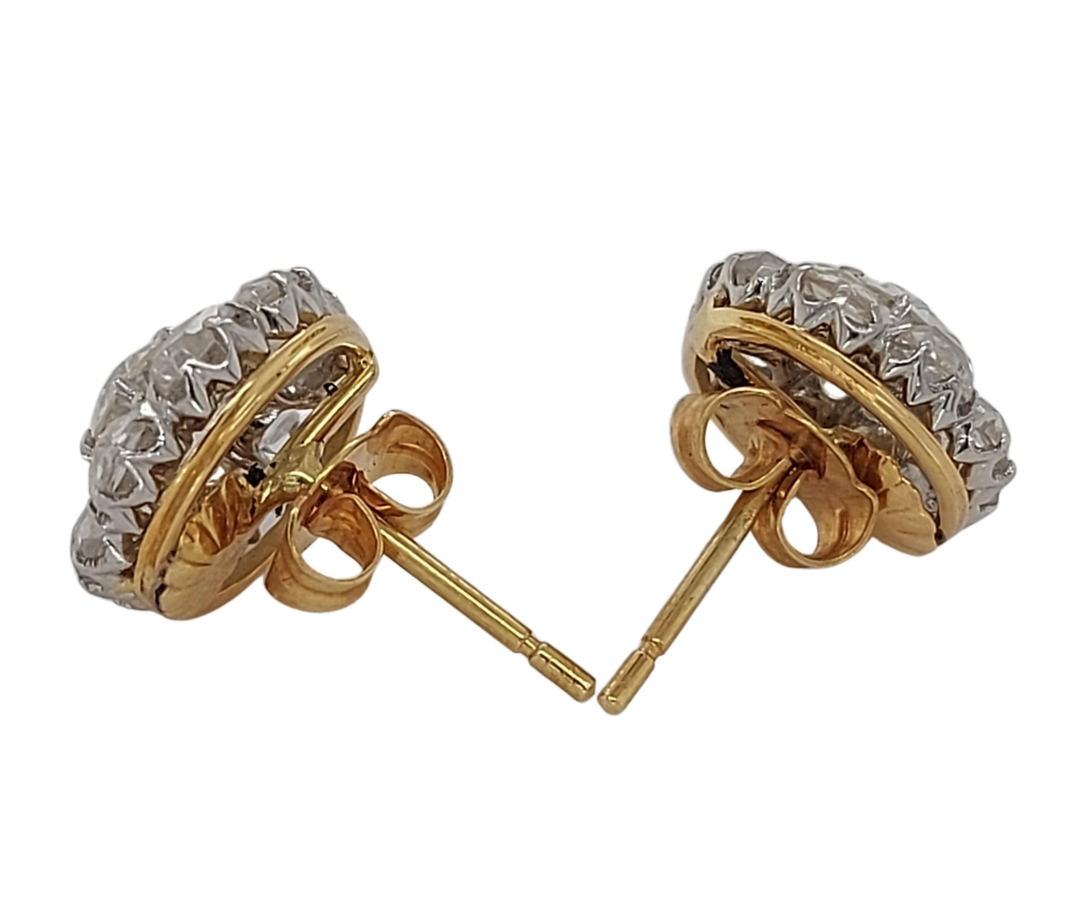 Artisan Stunning Diamond Stud Earrings in 18kt Yellow & White Gold