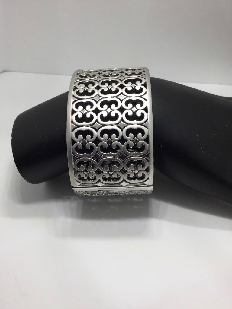 Stunning Diamond White Gold Scroll Design Bracelet For Sale 1