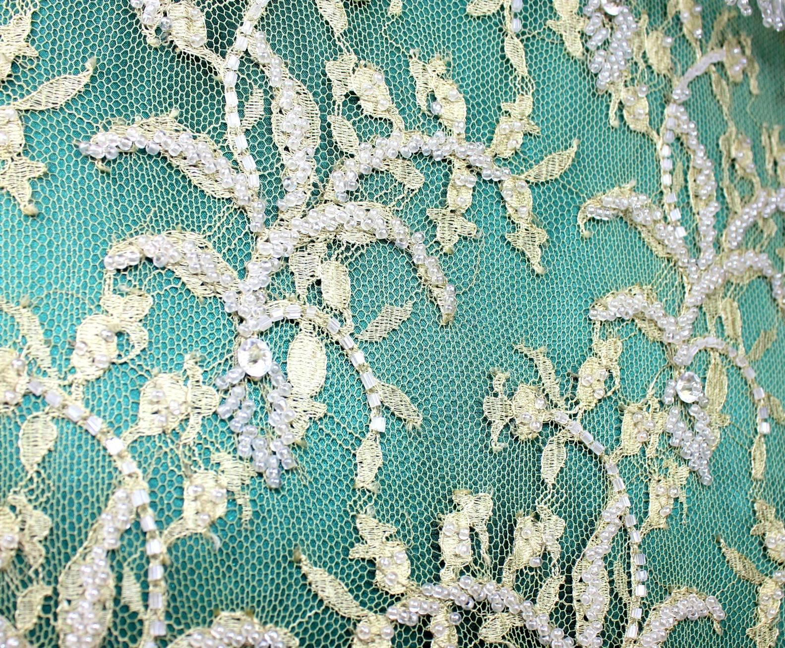 Gray UNWORN Dolce & Gabbana Hand-Embroidered Lace Fringe Evening Skirt SATC 1990s 40