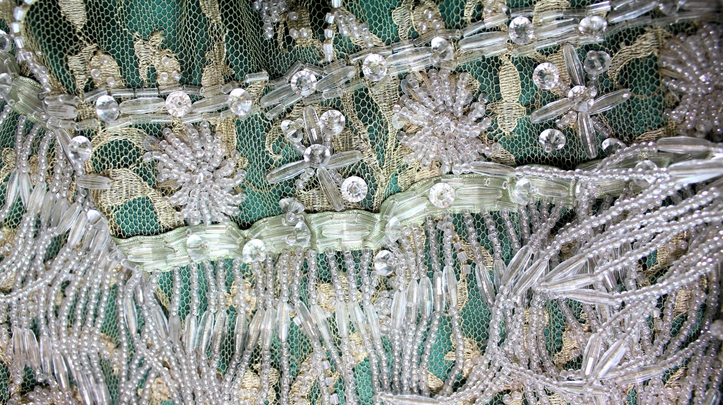 Women's UNWORN Dolce & Gabbana Hand-Embroidered Lace Fringe Evening Skirt SATC 1990s 40