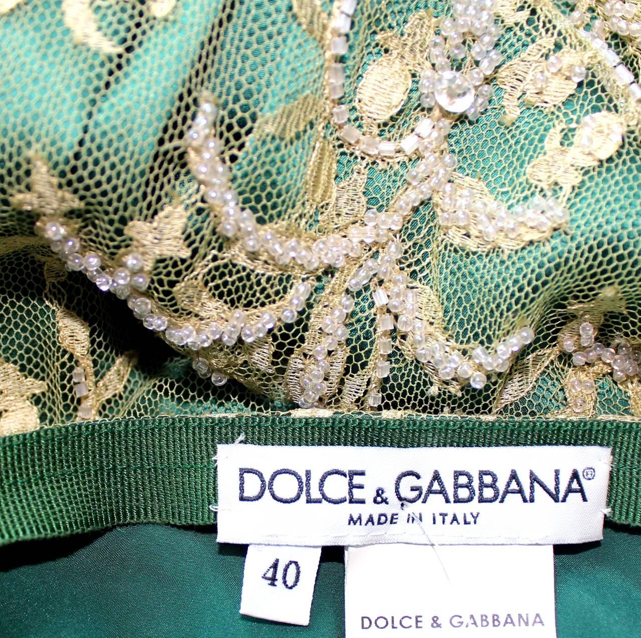 UNWORN Dolce & Gabbana Hand-Embroidered Lace Fringe Evening Skirt SATC 1990s 40 1