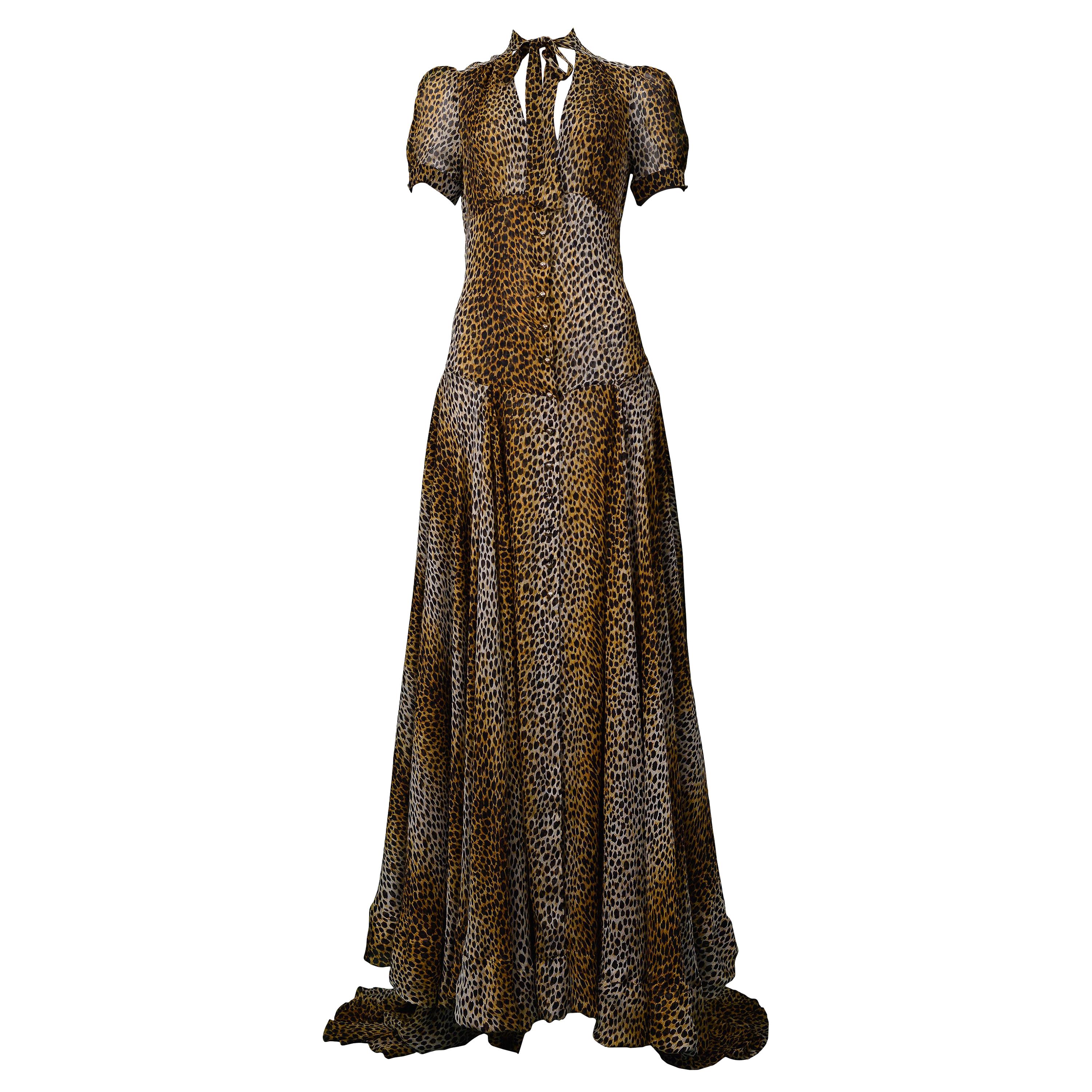 Stunning Dolce & Gabbana D&G Leopard Print Silk Evening Gown
