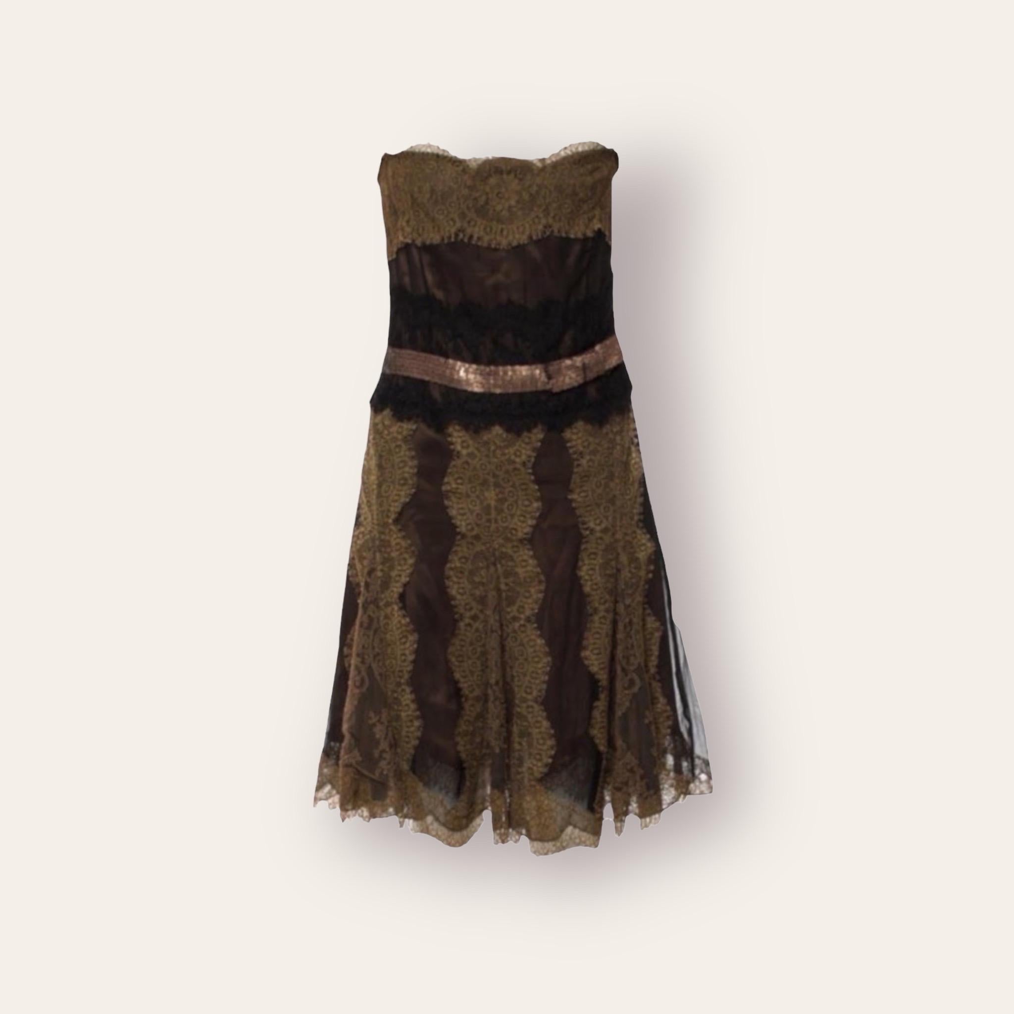 Stunning Dolce & Gabbana Lace & Silk Evening Dress Sequin Bowtie Detail 42 For Sale 1