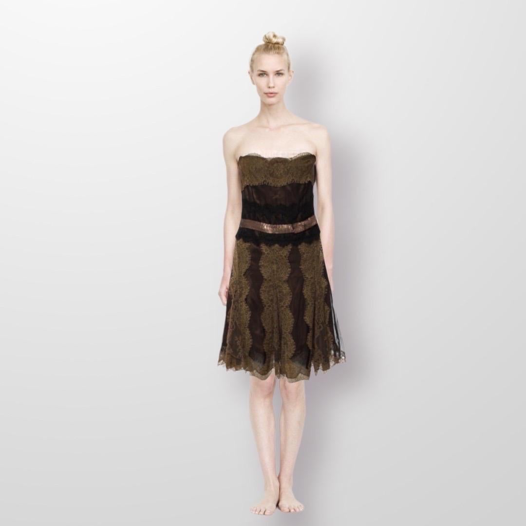 Stunning Dolce & Gabbana Lace & Silk Evening Dress Sequin Bowtie Detail 42 For Sale 2